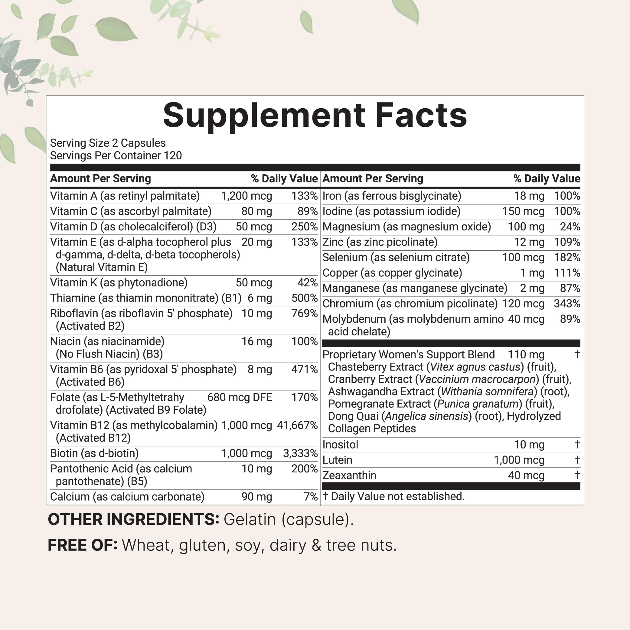 Micro Ingredients Pure Methylated Multivitamin for Women, 240 Capsules | 32-in-1 Formula with Vitamin B, C, D + Iron Micro Ingredients Au supplements