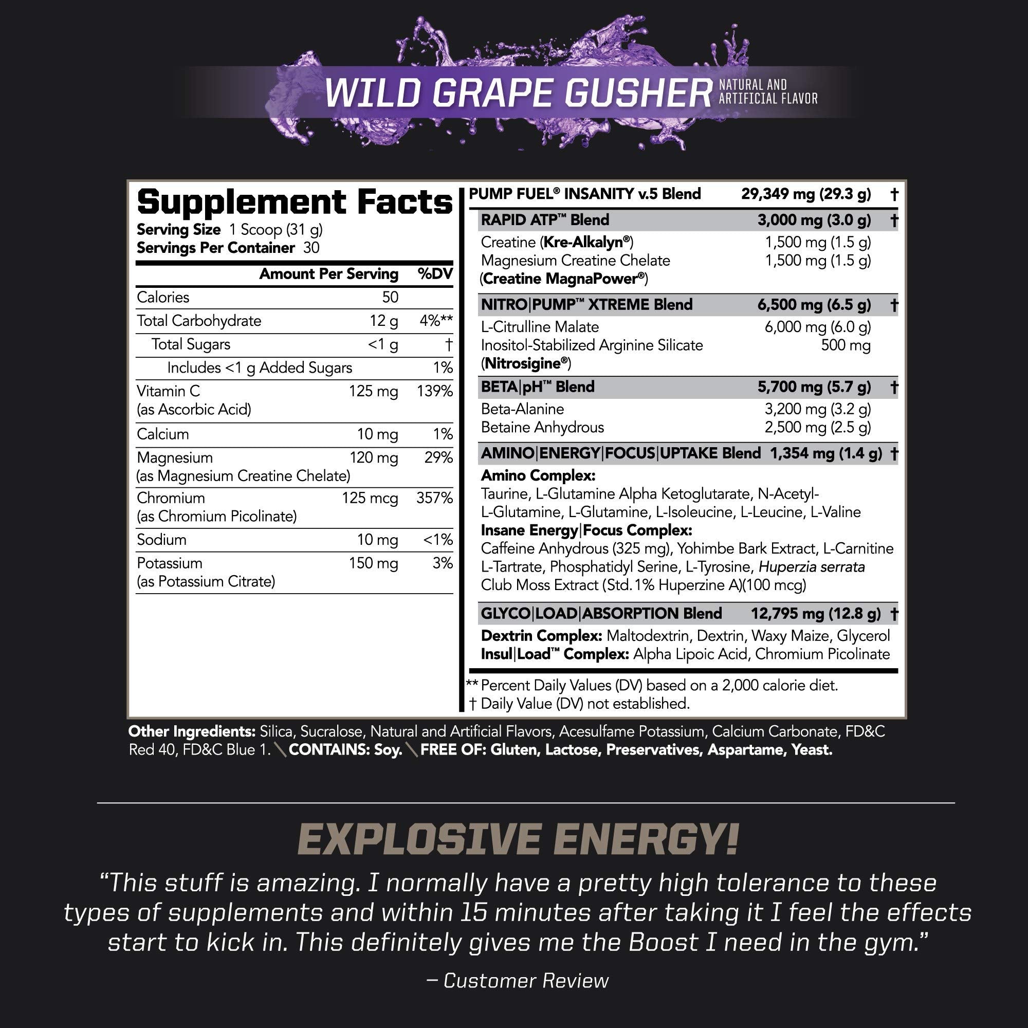 PMD Sports Ultra Pump Fuel Insanity - Pre Workout - Grape Gusher (30 Servings) PMD Au supplements