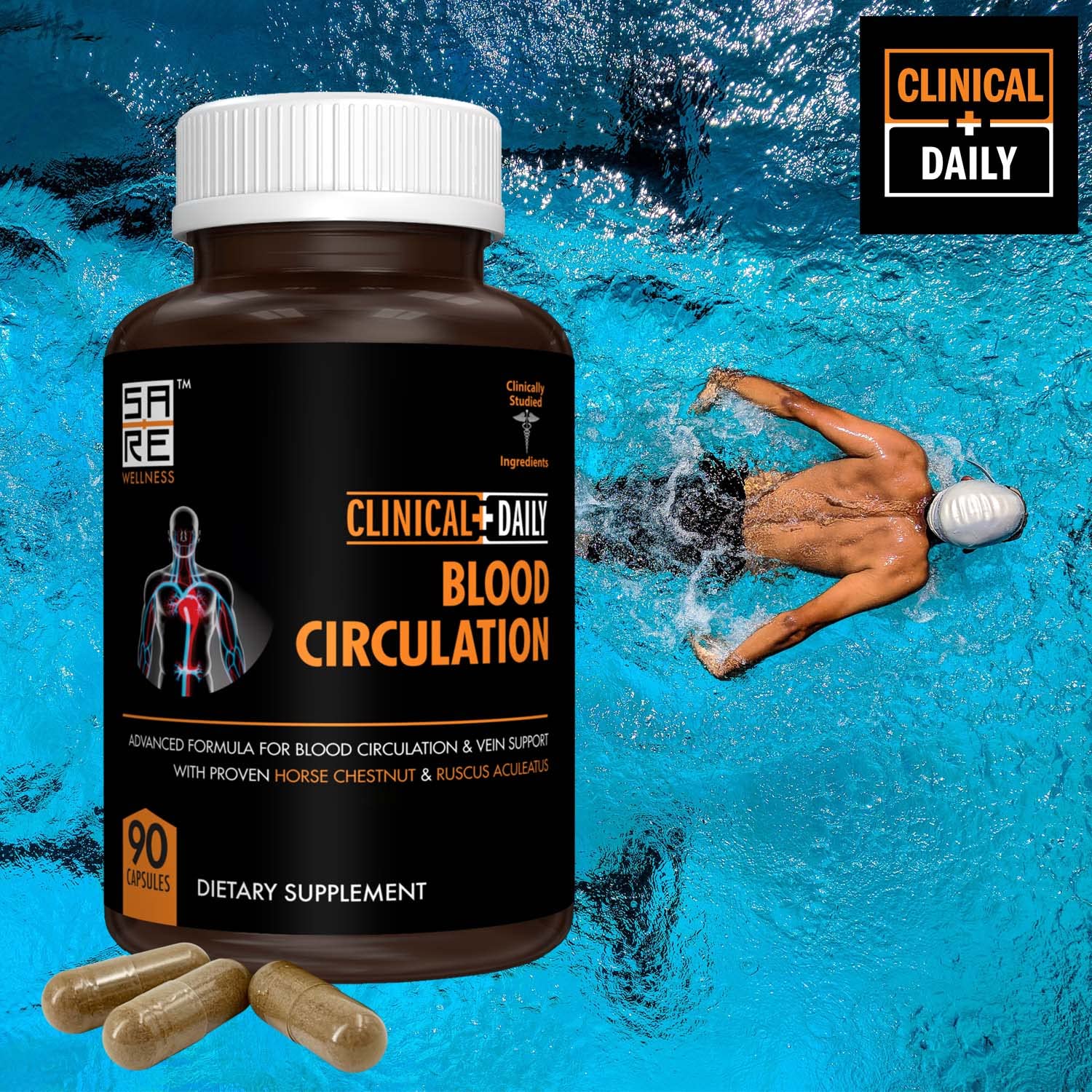 Clinical Daily Blood Circulation Supplements. Butchers Broom, Horse Chestnut, Hawthorn Clinical Daily Au supplements