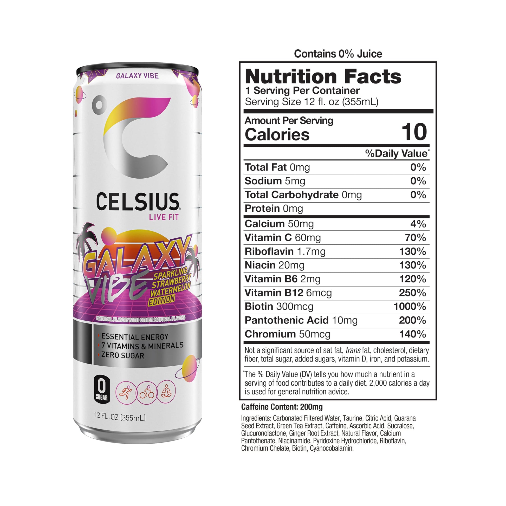 CELSIUS Sparkling Galaxy Vibe, Functional Essential Energy Drink 12 Fl Oz (Pack of 12) CELSIUS Au supplements