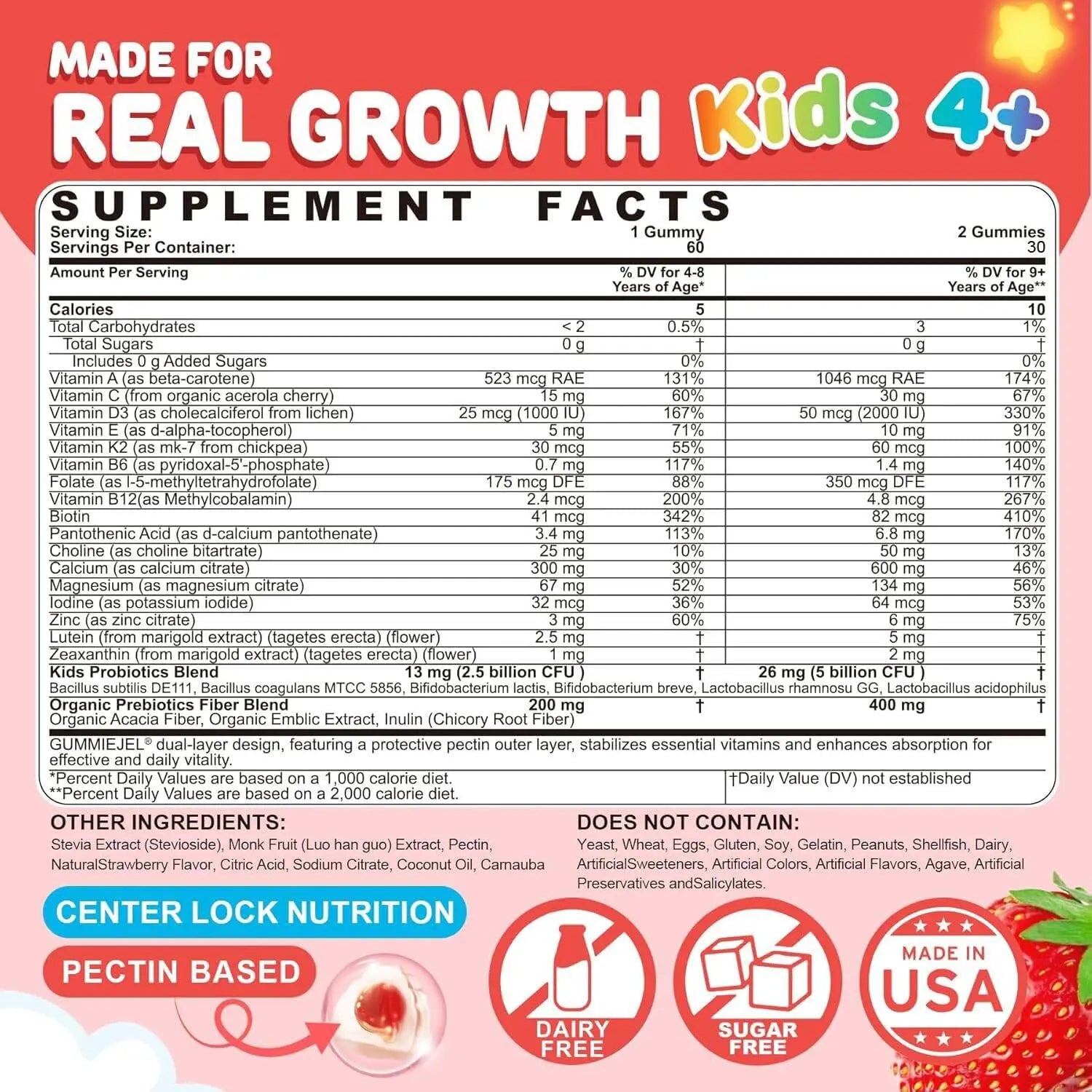 Kids Multivitamin Gummies + Calcium, Probiotics, Vitamin D3, C, Methylated B12 & Methylfolate, B6, A, K2, E, Zinc NEVISS Au supplements