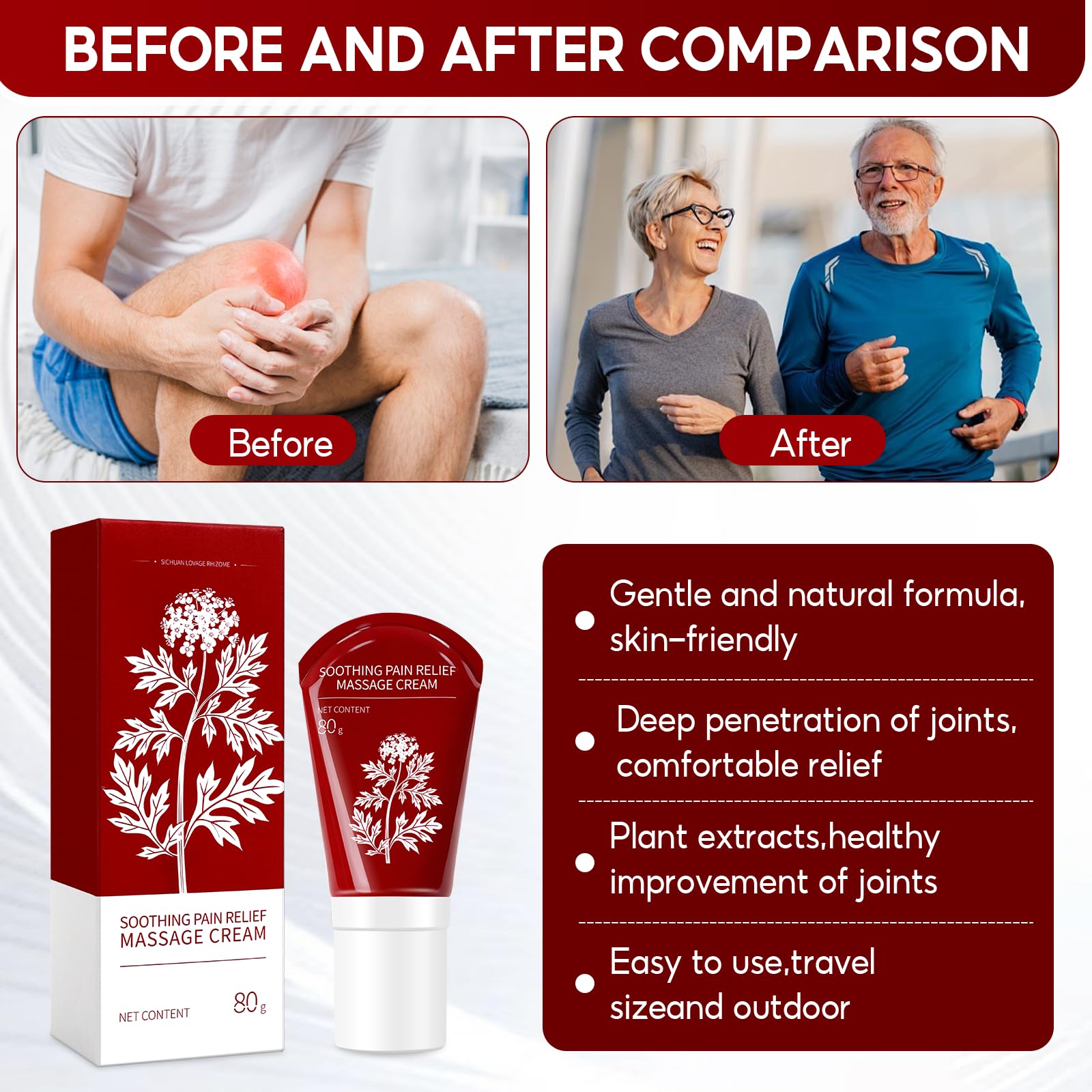 DoctorPro Soothing Massage Cream 80g Joint Relief Roll Muscle Comfort Non-Greasy Refreshing Formula for Knees, Lumbar, Neck, Back,Shoulders, Hands, and Feet, Menthol Gel DoctorPro Au supplements