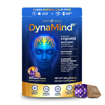 DynaMind iQ Brain Supplement for Memory and Focus for Adults - Nootropic Chews | Coffee Fruit & Mushroom Supplement Blend, Memory Focus Supplement, Caffeine Focus Pills Alternative, 30 Count CHEWSHEALTH Au supplements