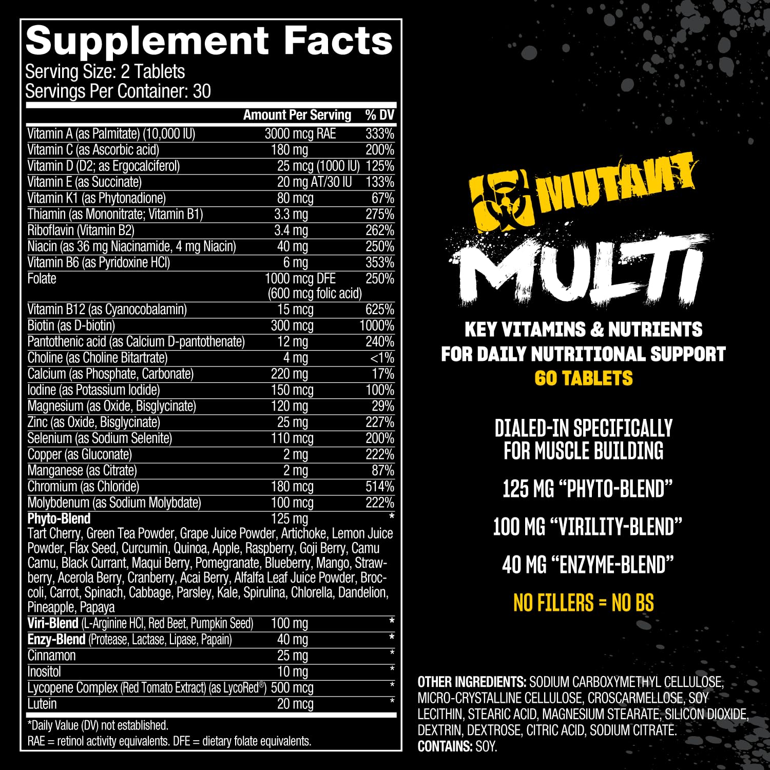 Mutant Multi - High Potency Vitamins with 75+ Ingredients Specifically Formulated for Heavy Lifting, 60 Tablets Mutant Au supplements