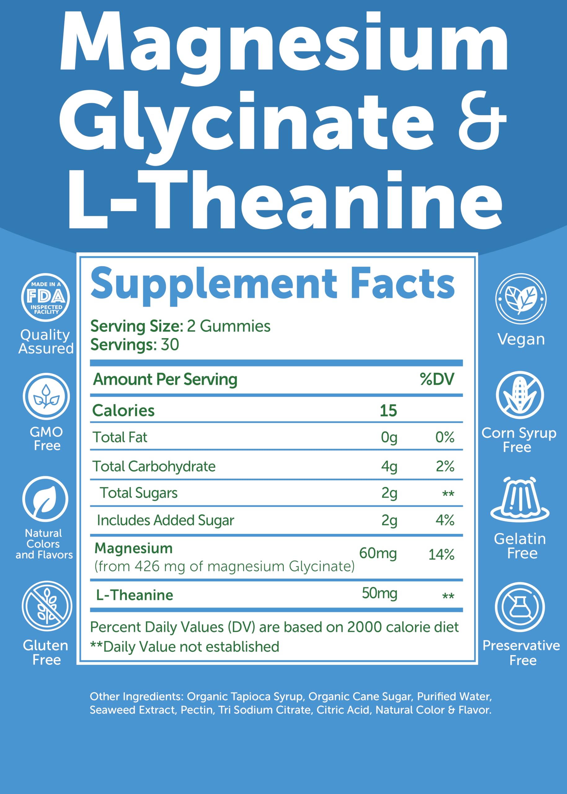 Lunakai USA Made Magnesium Glycinate Gummies 426mg with L-Theanine – Calm, Sleep, Stress Relief for Adults & Kids, Non-GMO, Vegan, 60ct Lunakai Au supplements