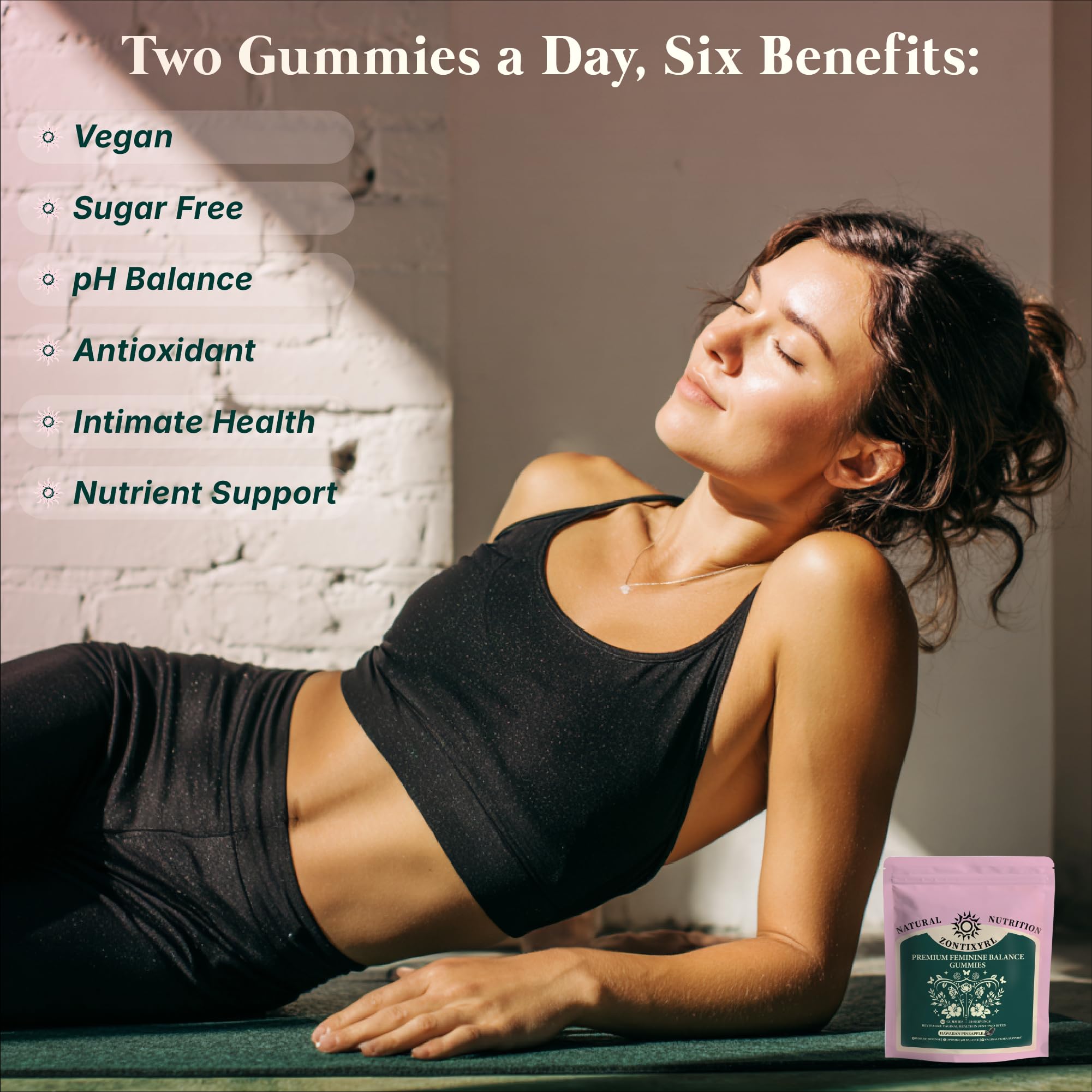 Zontixyrl Premium Feminine Balance Gummies Women - Pineapple Gummies for Women pH Probiotic and Immune Support Vegan Gluten Free 60 Gummies 30 Servings Zontixyrl Au supplements