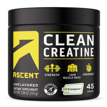 Ascent Clean Creatine Monohydrate Powder - 5G Per Serving, Creapure Supplement - Unflavored, 45 Servings Ascent Au supplements