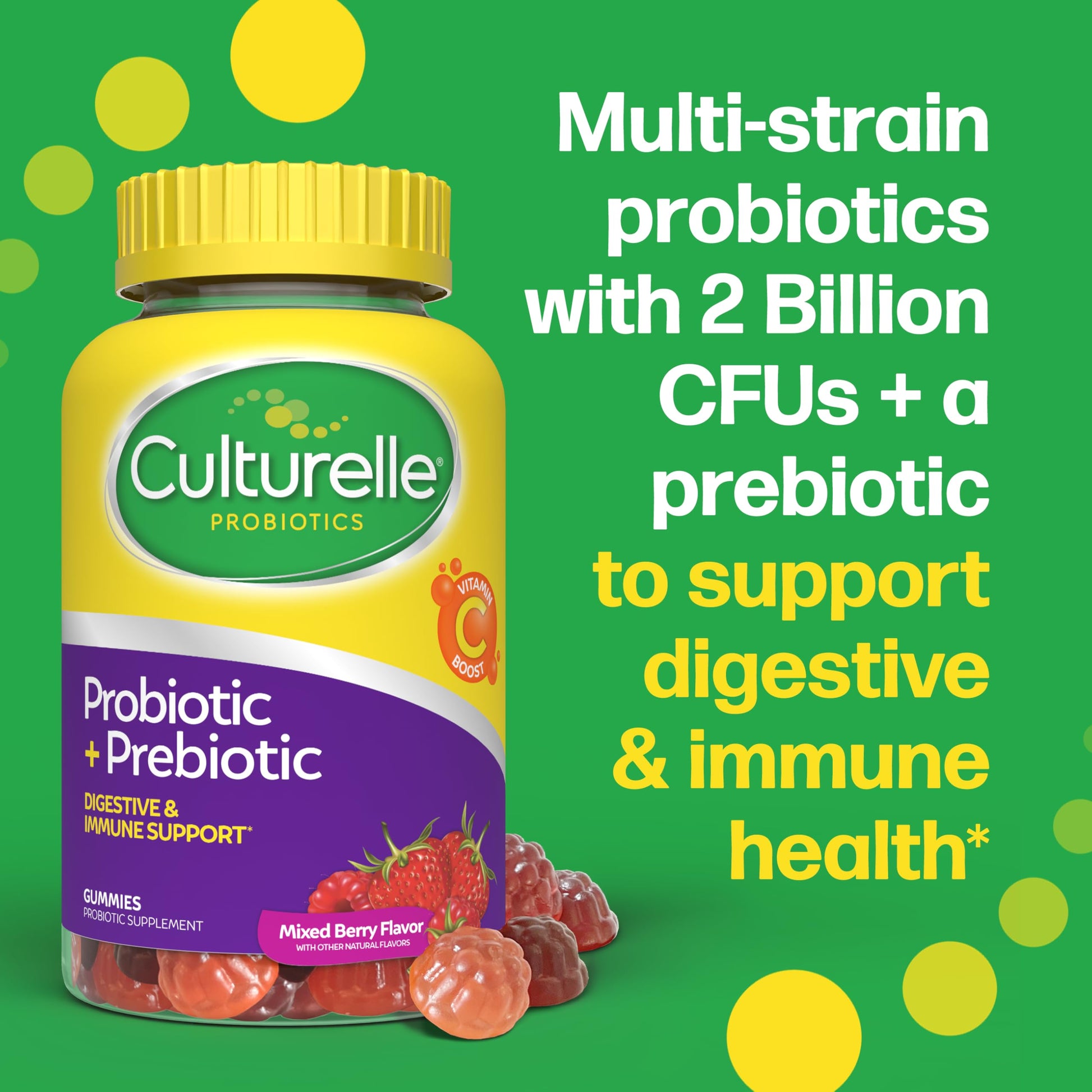 Culturelle Daily Probiotic Gummies for Women & Men, Berry Flavor, 52 Count, Naturally-Sourced Daily Probiotic + Prebiotic for Digestive Health, Non-GMO & Vegan Culturelle Au supplements