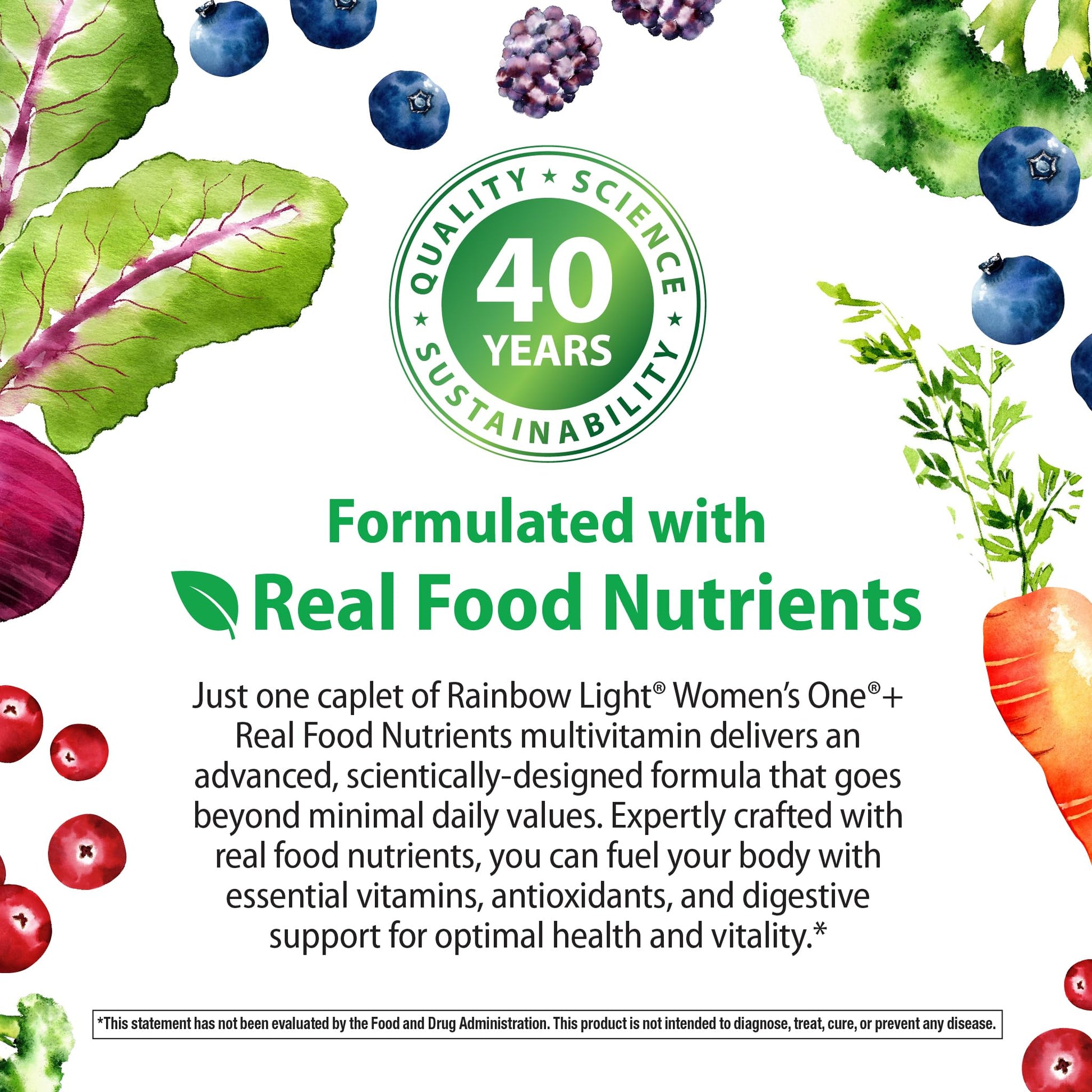 Rainbow Light Womens Multivitamin One + | 150 Caplets | Supports Cellular Energy & Antioxidant Health | Real Food Nutrients, Digestive Enzymes & Probiotics Rainbow Light Au supplements