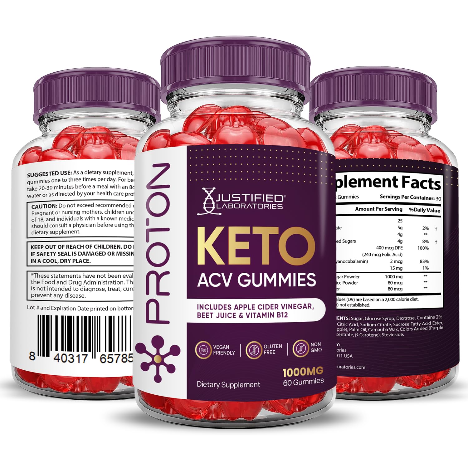 (2 Pack) Proton Protein Keto ACV Gummies Advanced Formula 1000MG Proton Keto Justified Laboratories Au supplements