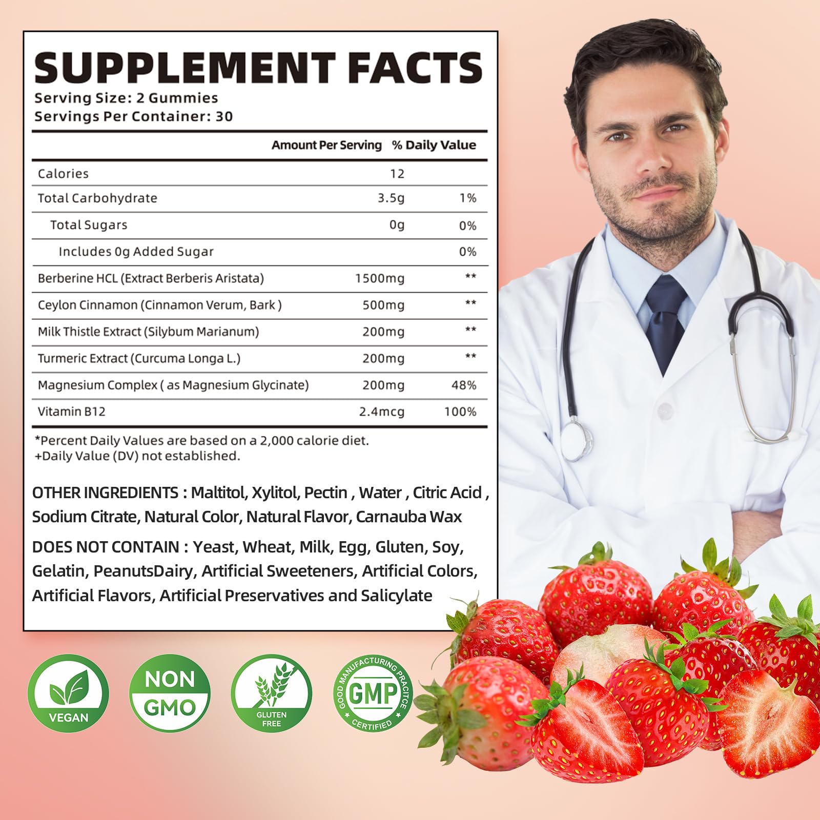 softbear Berberine with Ceylon Cinnamon Gummies-99% Purity Berberine HCL Supplements softbear Au supplements