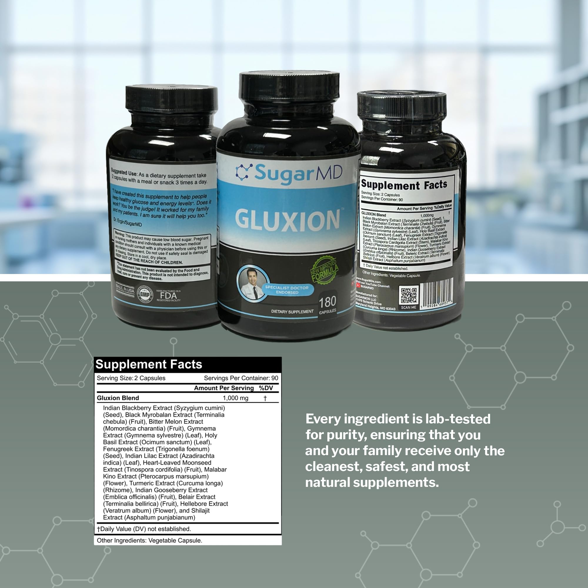 SugarMD GLUXION 3X Strength Formula | Advanced Botanical & Nutrient Blend for Spike Control| Vegan, Non-GMO, 180 Capsules SugarMD Au supplements
