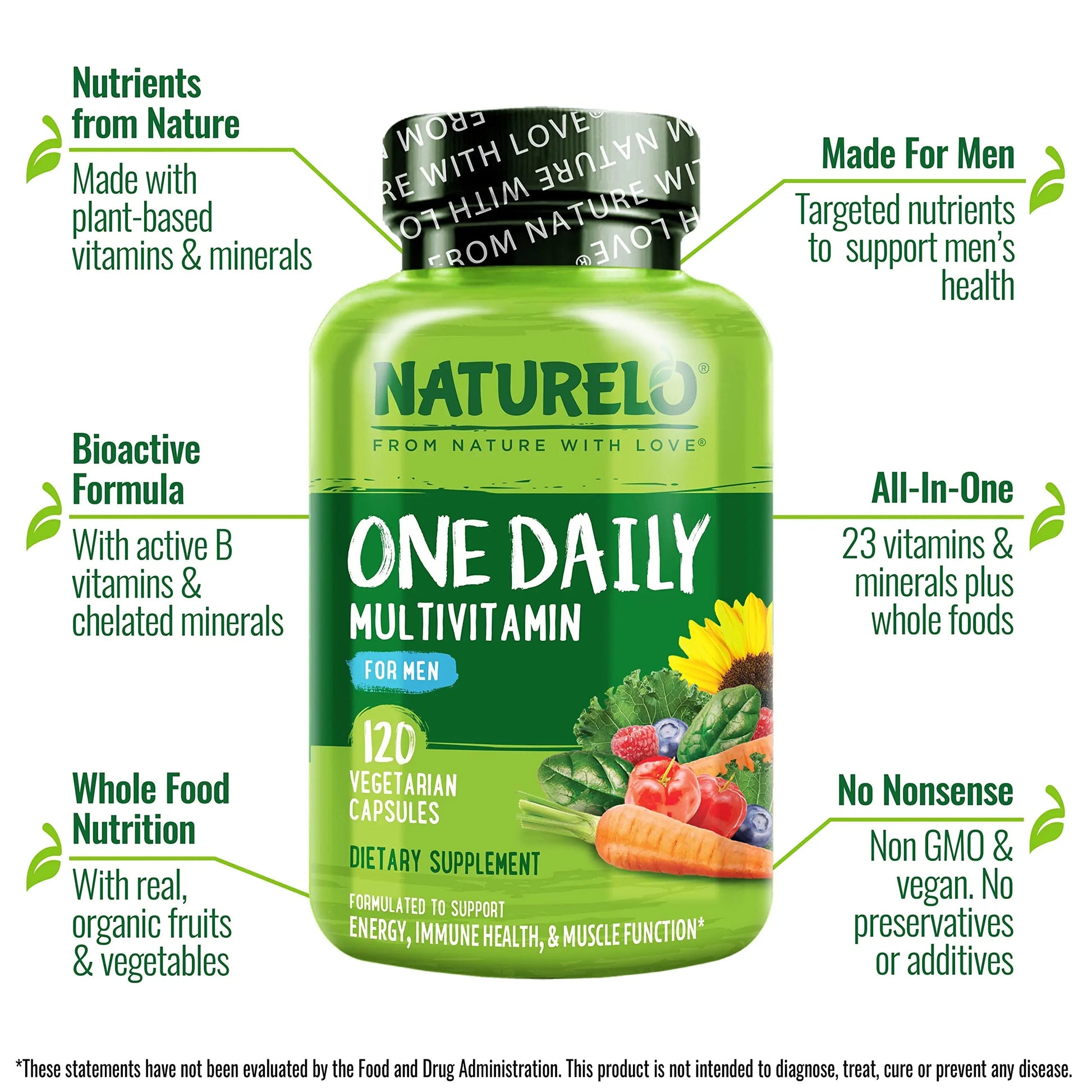 NATURELO One Daily Multivitamin for Men, 120 Vegetarian Capsules One Daily Multivitamin for Women NATURELO Au supplements