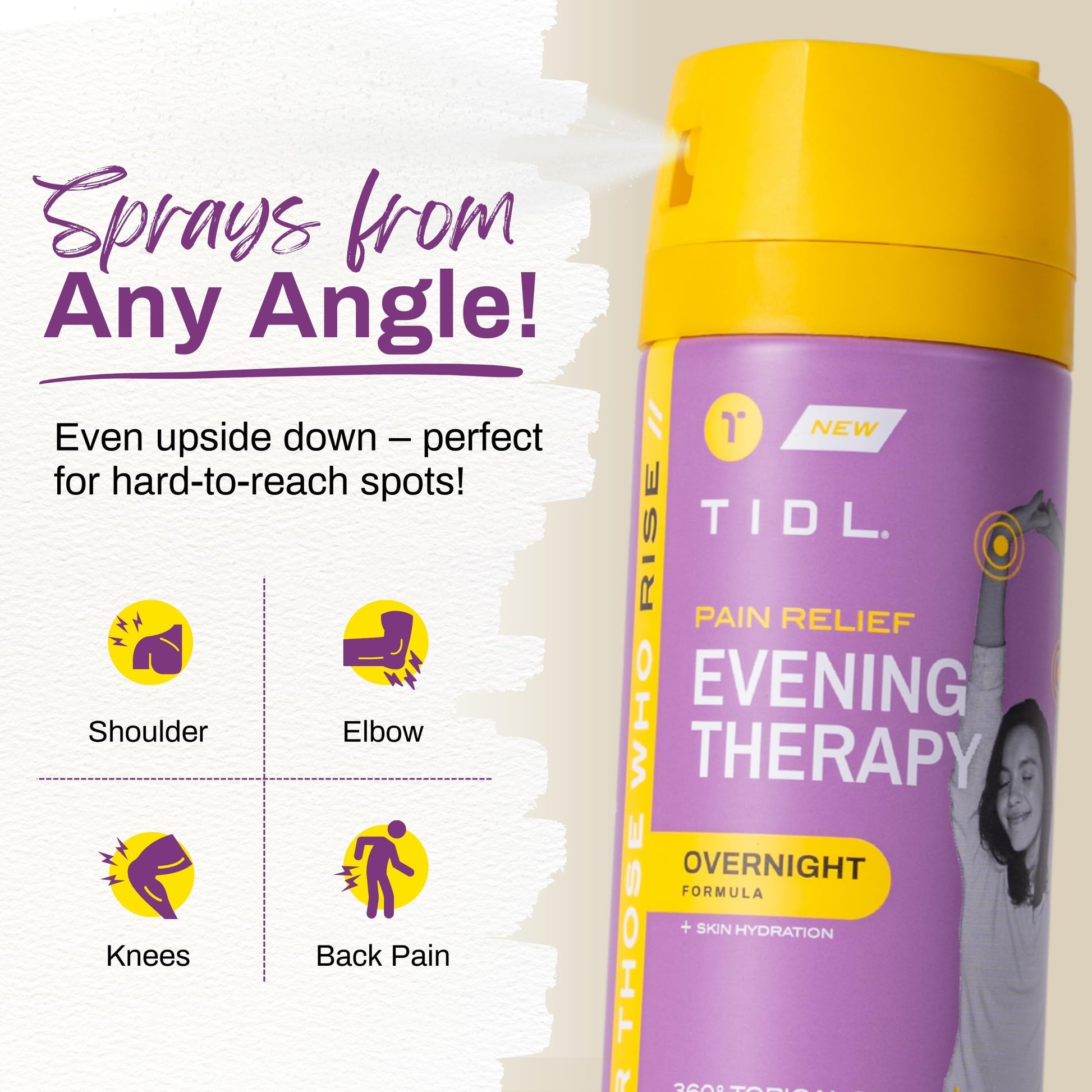 TIDL - Evening Therapy Pain Relief Spray - Fast-Acting Relief for Lower Back, Knee, Muscle & Joint Pain - Nighttime Relaxation & Skin Hydration - Lavender, Topical, Plant-Based Menthol (3oz, 1-Pack) TIDL Au supplements