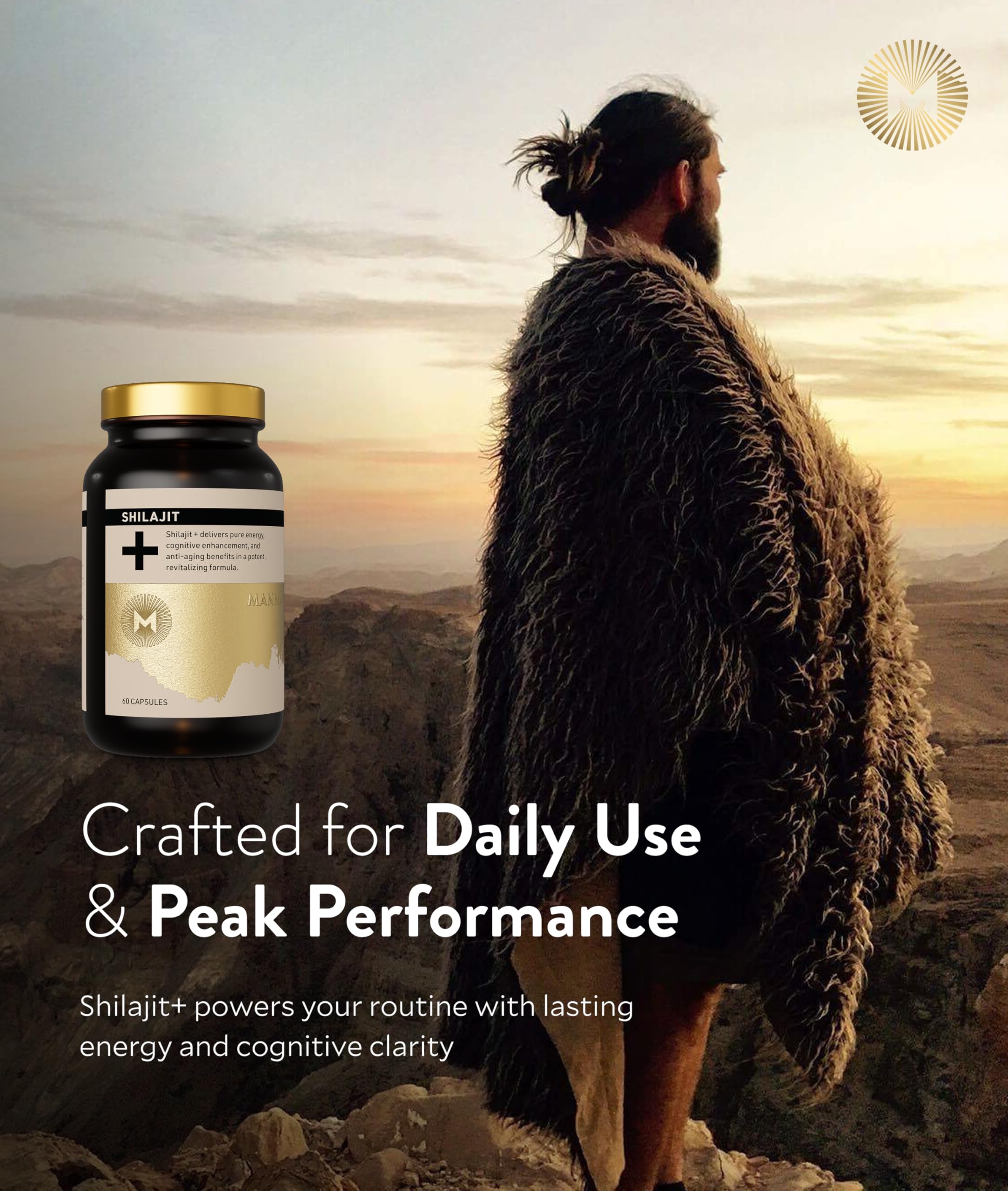 Manna Vitality Shilajit+ Capsules | 1000mg Purified Himalayan Shilajit Resin Supplement | Highest Bioavailability | Energy, Performance, Detox, Vitality, Mental Clarity & Cognitive Support | 60 Count M Manna Au supplements