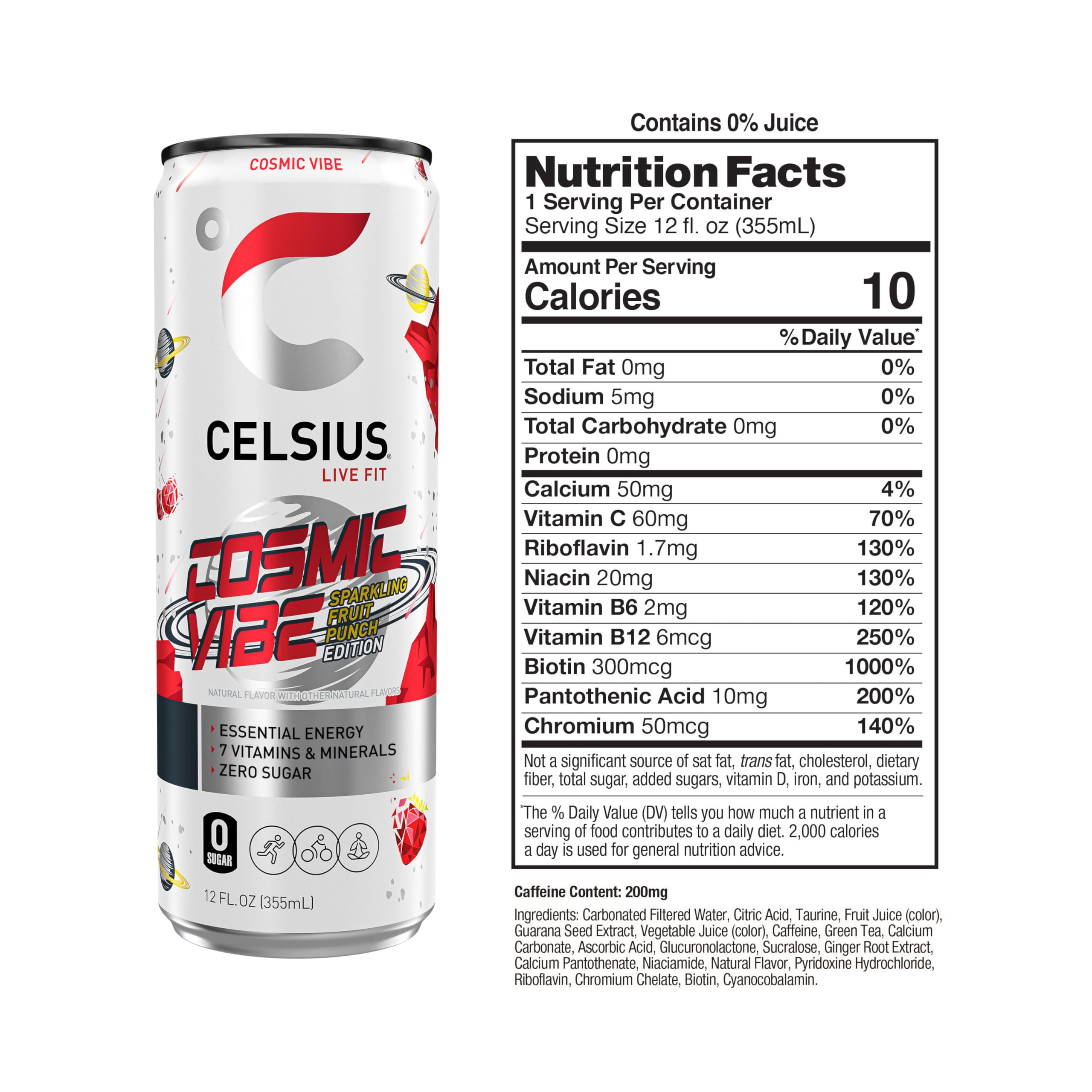 CELSIUS Sparkling Cosmic Vibe, Functional Essential Energy Drink 12 Fl Oz (Pack of 12) CELSIUS Au supplements
