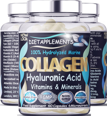 Marine Collagen Type 1&3 1000mg, Hyaluronic Acid 200mg/serving; Vitamin C, Zinc, Copper for Immune System Dietapplements Au supplements