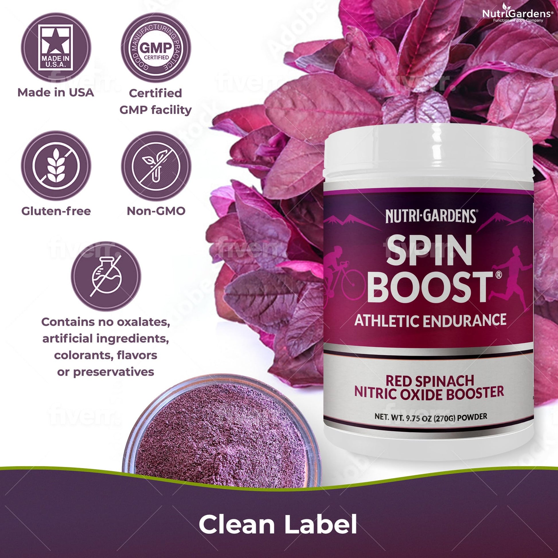 Nutrigardens Spin Boost Nitric Oxide Red Spinach Nitrate Pre-Workout Powder Concentrated Nutrigardens Au supplements