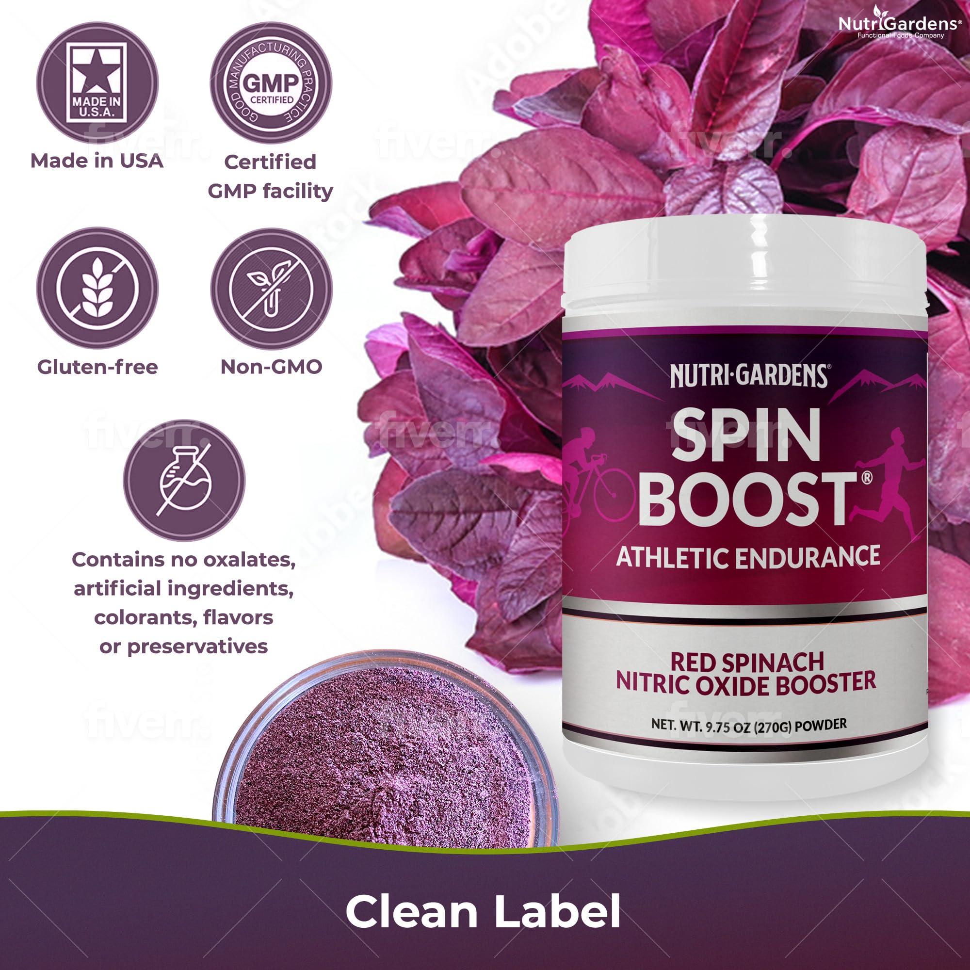 Nutrigardens Spin Boost Nitric Oxide Red Spinach Nitrate Pre-Workout Powder Concentrated Nutrigardens Au supplements
