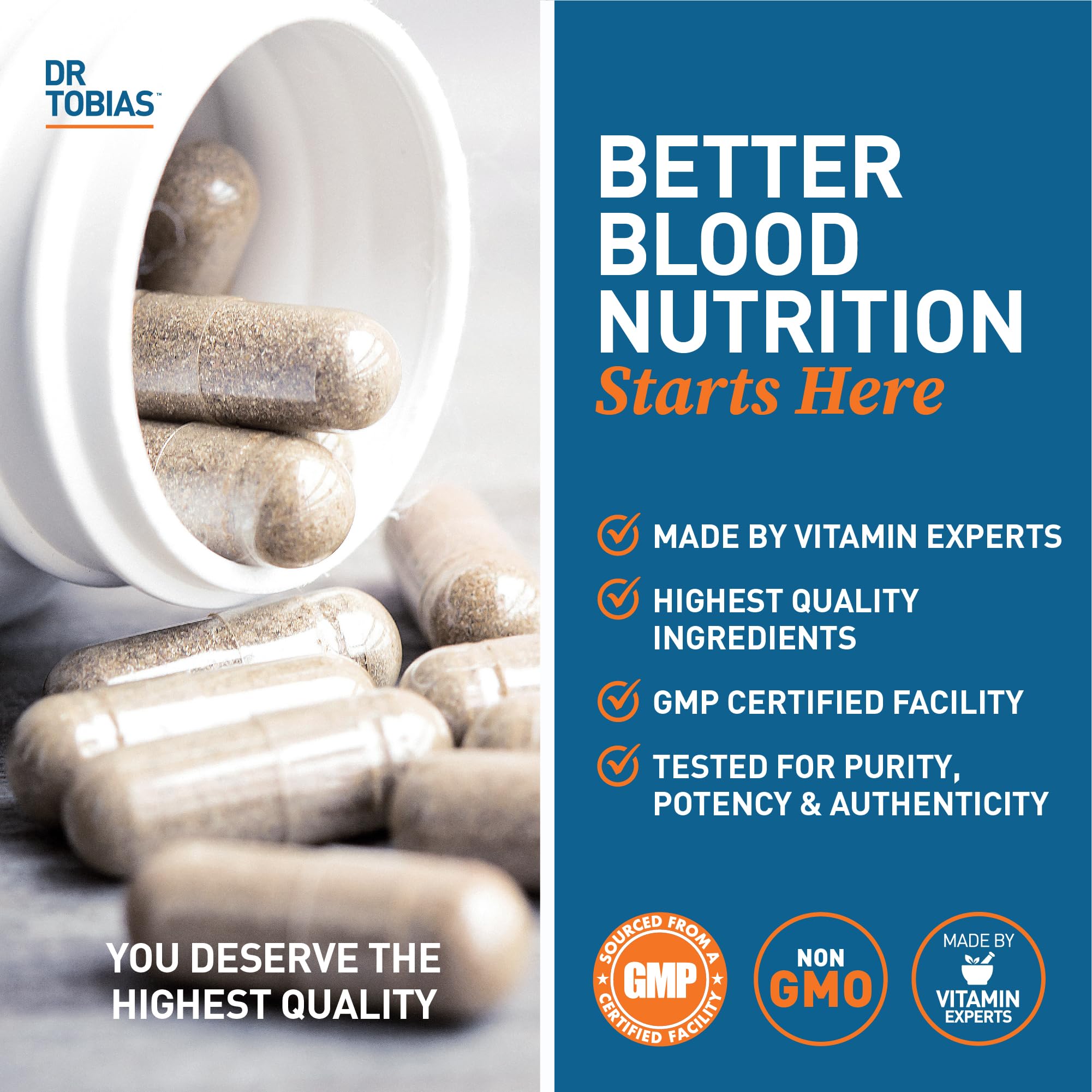 Dr. Tobias Blood Pressure Support Supplement with Hawthorn, Hibiscus Flower, Olive Leaf & Garlic, Supports Normal Circulatory Health with Vitamins C, B6, B12, Niacin, Folate & Herbs, 90 Capsules Dr. Tobias Au supplements