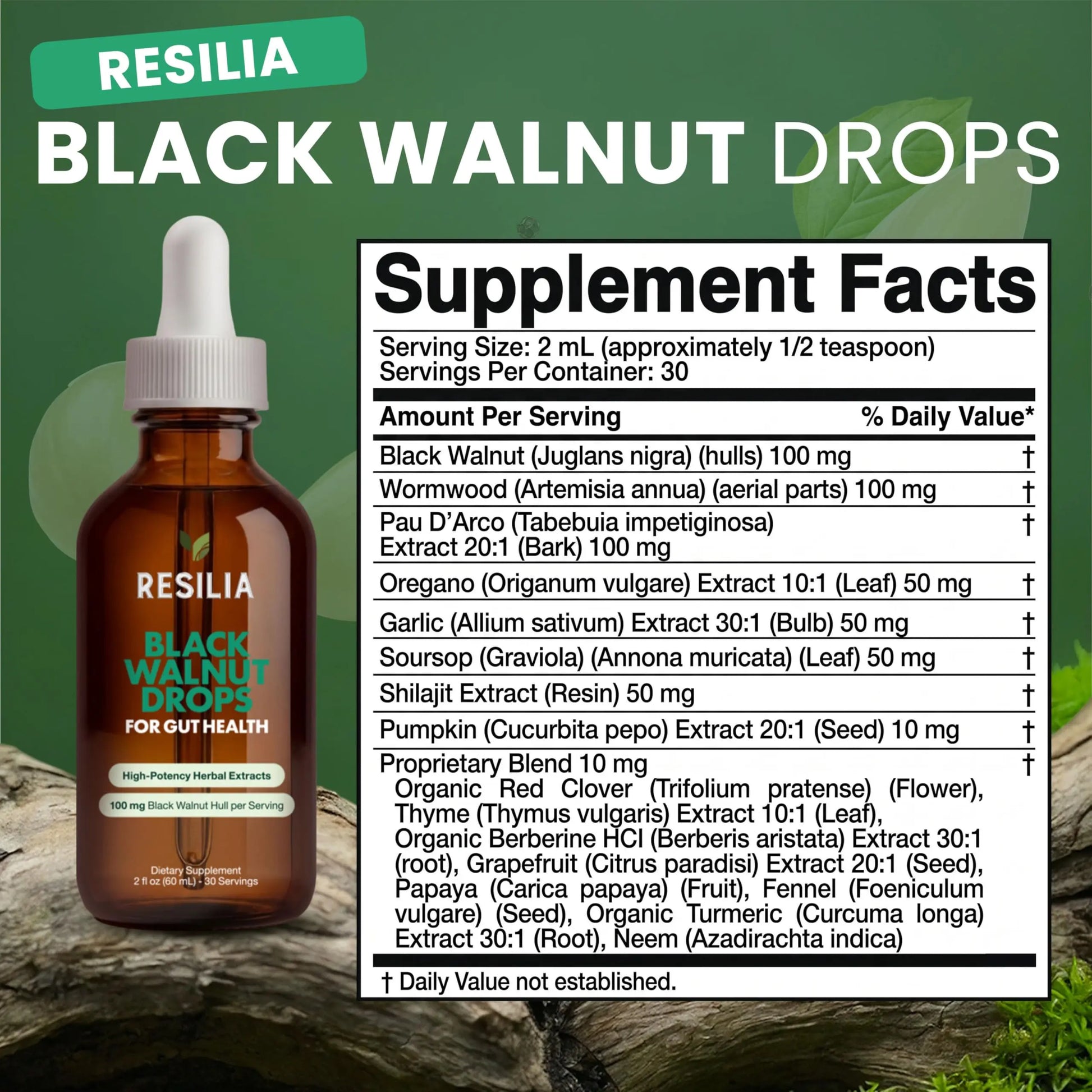 Resilia Herbal Cleanse Liquid Drops – Black Walnut & Wormwood Extract with Pumpkin Seed, Garlic & Turmeric – Alcohol-Free Vegan Tincture for Digestive & Daily Wellness Support, 2 fl oz Resilia Oil Of Oregano Au supplements
