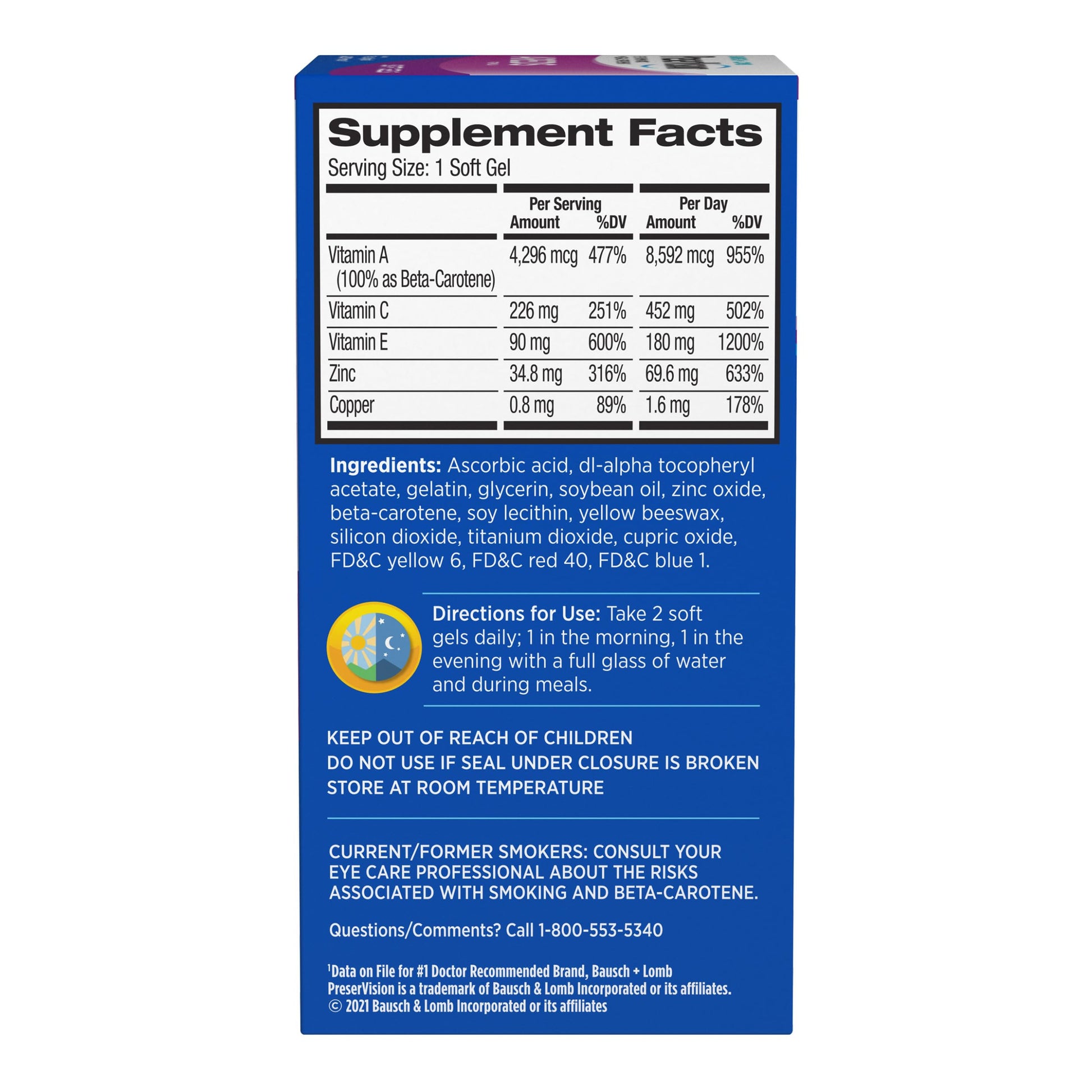 PreserVision AREDS Eye Vitamins, #1 Eye Doctor Recommended Brand, Multivitamin with Copper, Vitamin A, C & E, Zinc Supplements, 120 Softgels PreserVision Au supplements