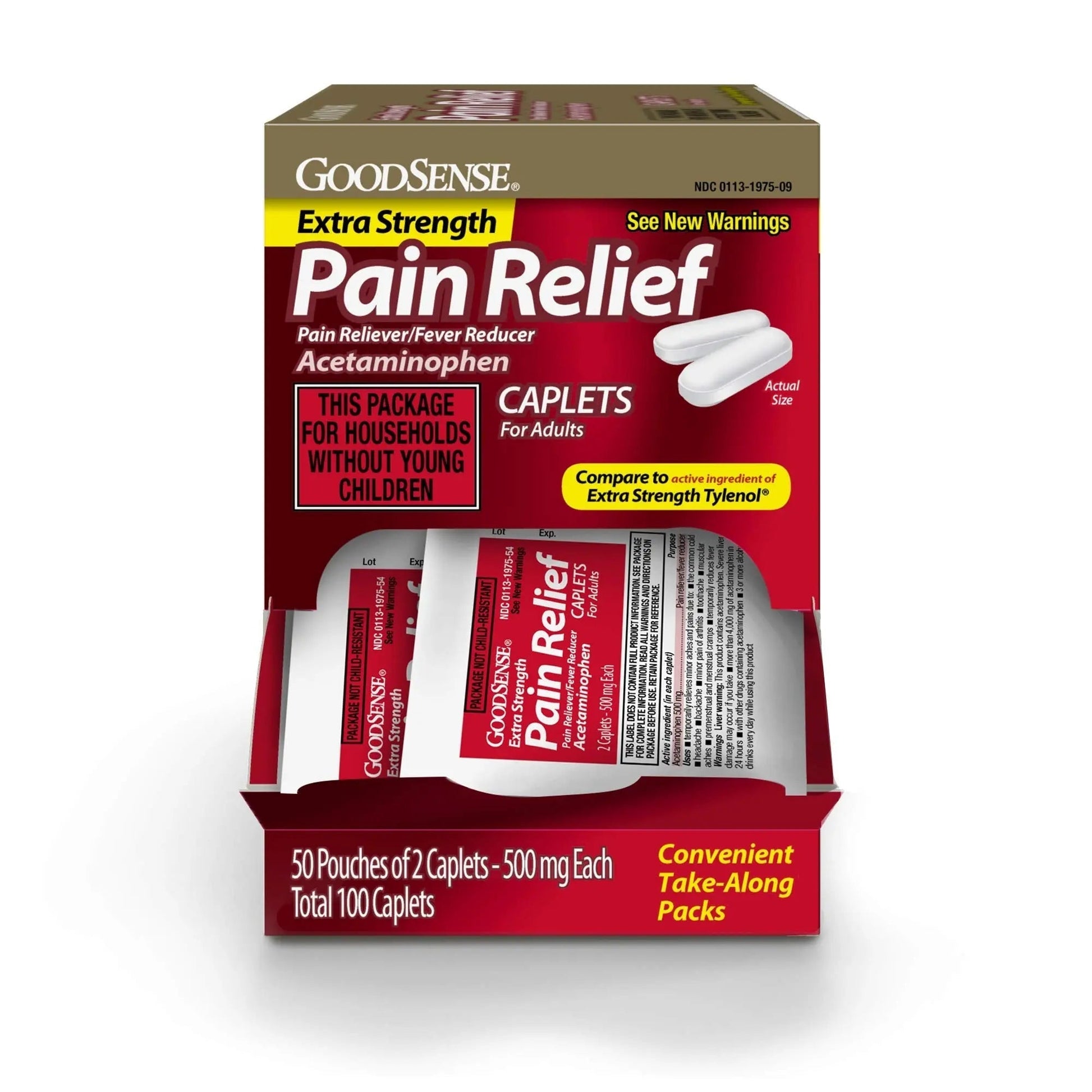 GoodSense Extra Strength Acetaminophen Caplets 500 mg, Pain Reliever and Fever Reducer, Easy Open Cap, 100 Count GoodSense Au supplements