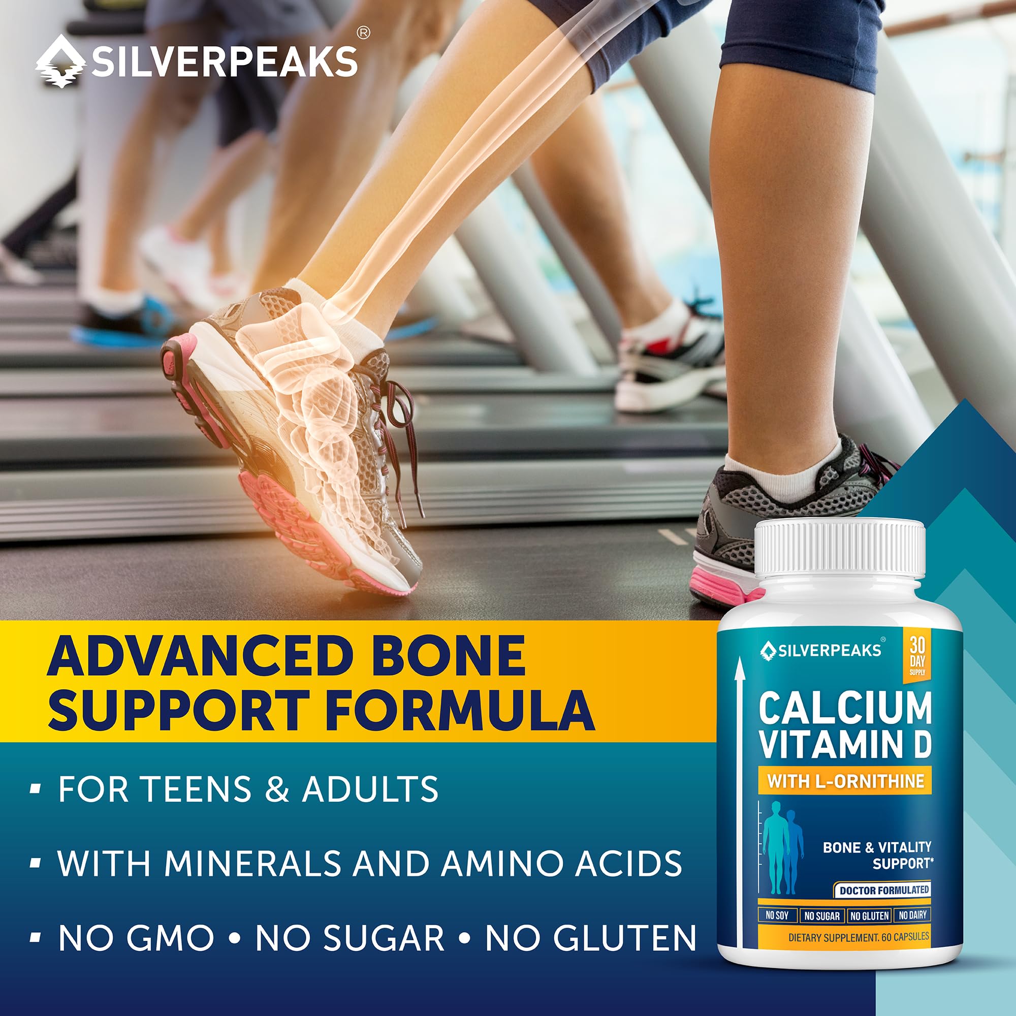Calcium Supplement with Vitamin D3 and Zinc for Bone Health – Supports Bone Strength & Density – Gentle Non-Constipating Mineral & Amino Acids Blend for Women & Men - 60 Capsules (30 Day Supply) SILVERPEAKS Au supplements