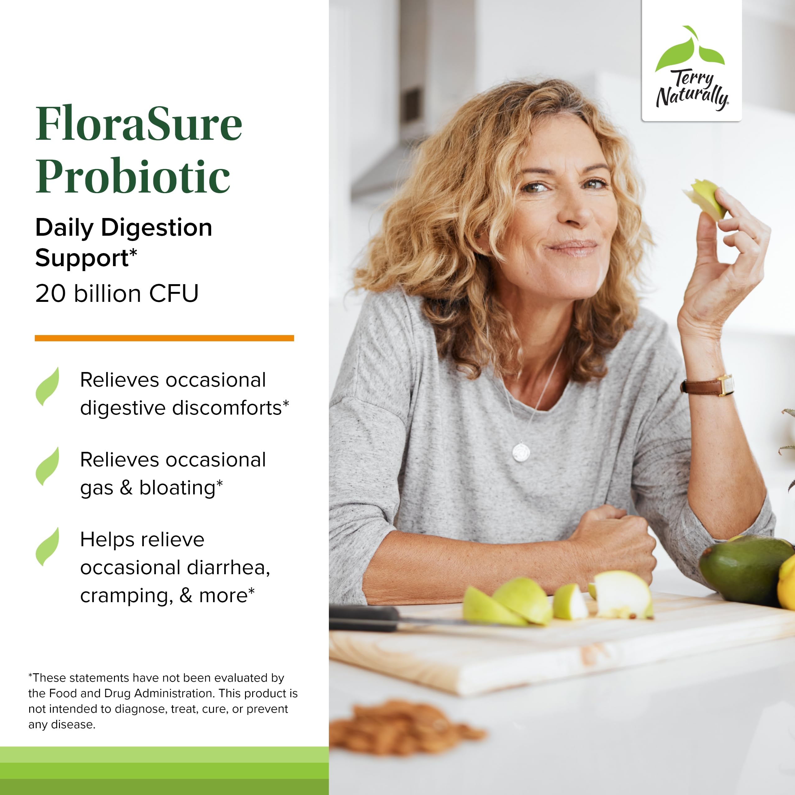 Terry Naturally FloraSure Probiotic - Digestion Supplement to Aid Against Occasional Bloating & Support Gas Relief - Gut Health Support with Bifidobacterium Bifidum - 30 Capsules (Pack of 2) Terry Naturally Au supplements