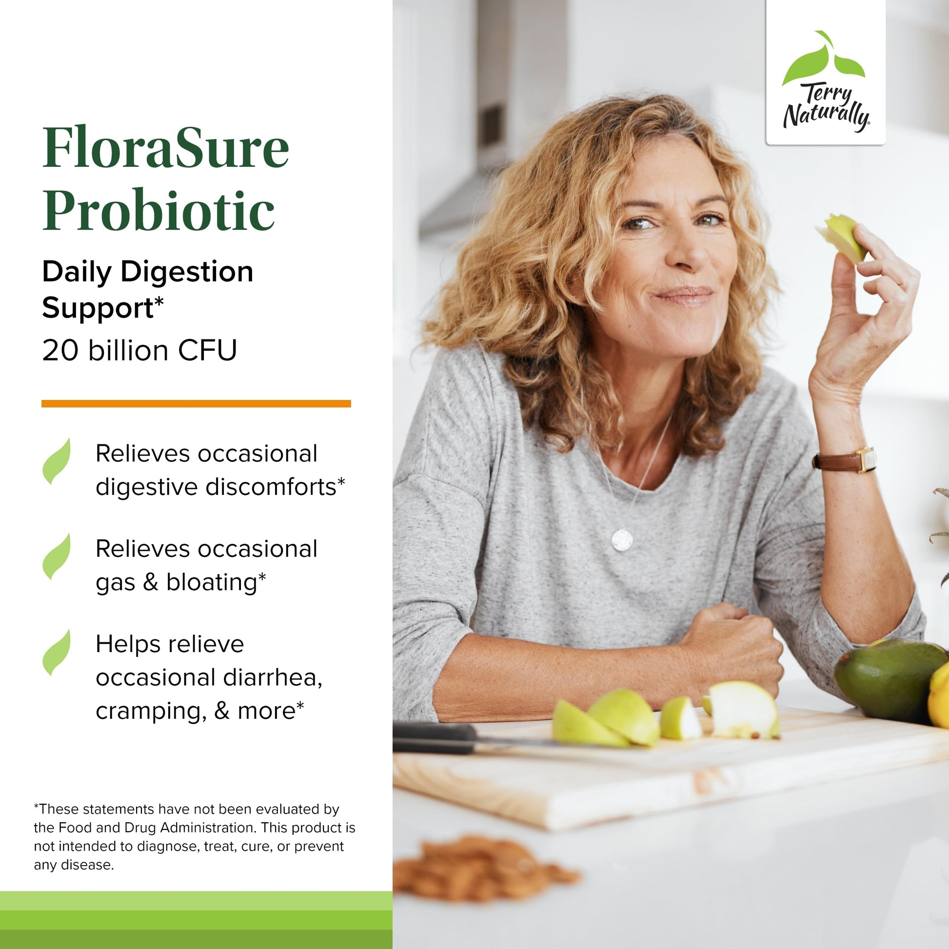 Terry Naturally FloraSure Probiotic - Digestion Supplement to Aid Against Occasional Bloating & Support Gas Relief - Gut Health Support Supplement with Bifidobacterium Bifidum - 30 Capsules Terry Naturally Au supplements