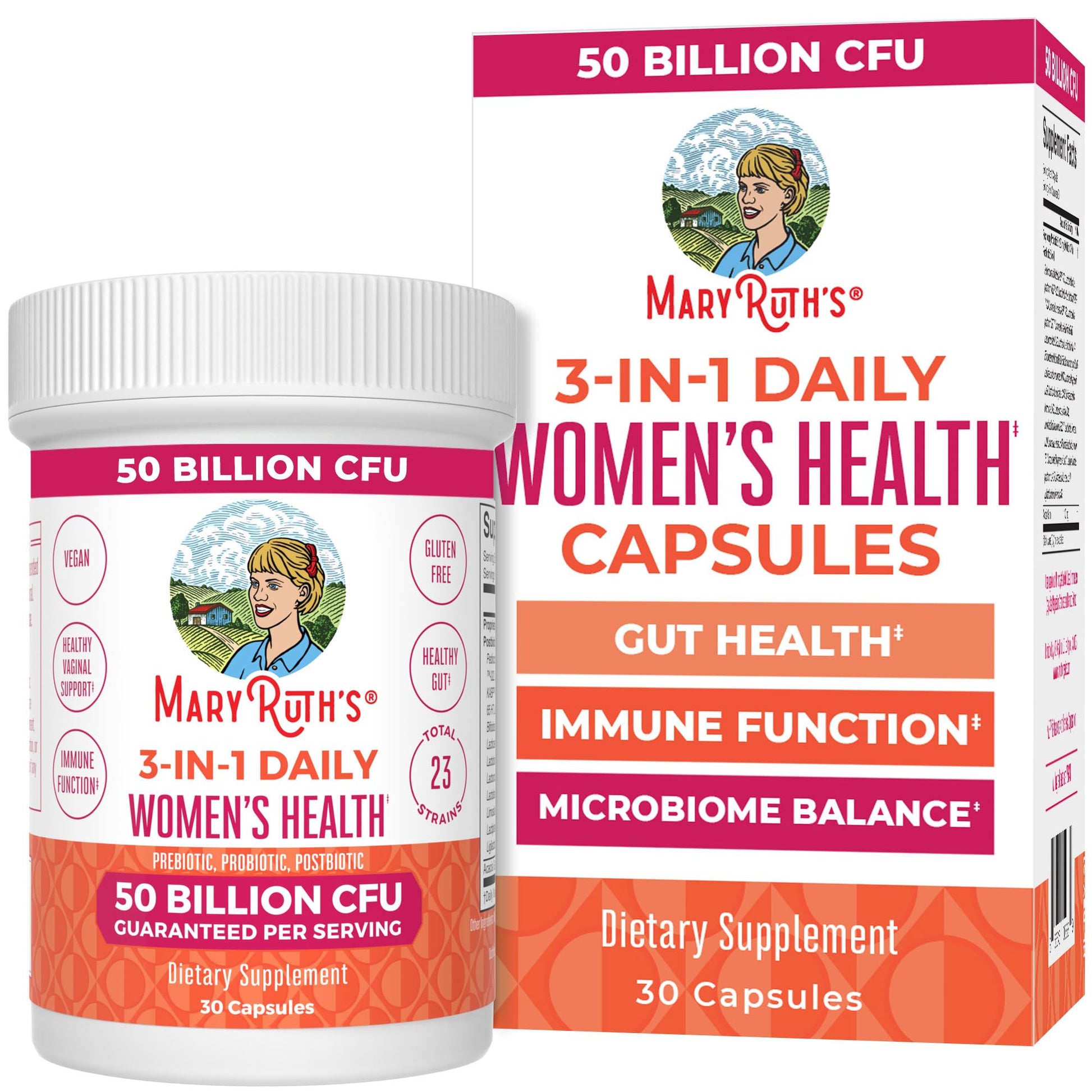 MaryRuth's 3-in-1 Daily Health Probiotics for Women | Hormone Support & Gut Health Supplement for Women | Women’s Probiotic | 50 Billion CFU | Vegan | 30 ct MARYRUTH'S Au supplements