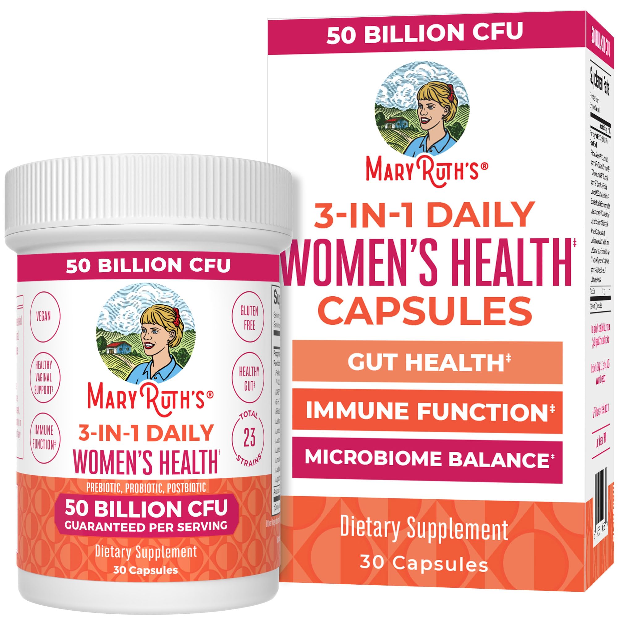 MaryRuth's 3-in-1 Daily Health Probiotics for Women | Hormone Support & Gut Health Supplement for Women | Women’s Probiotic | 50 Billion CFU | Vegan | 30 ct MARYRUTH'S Au supplements