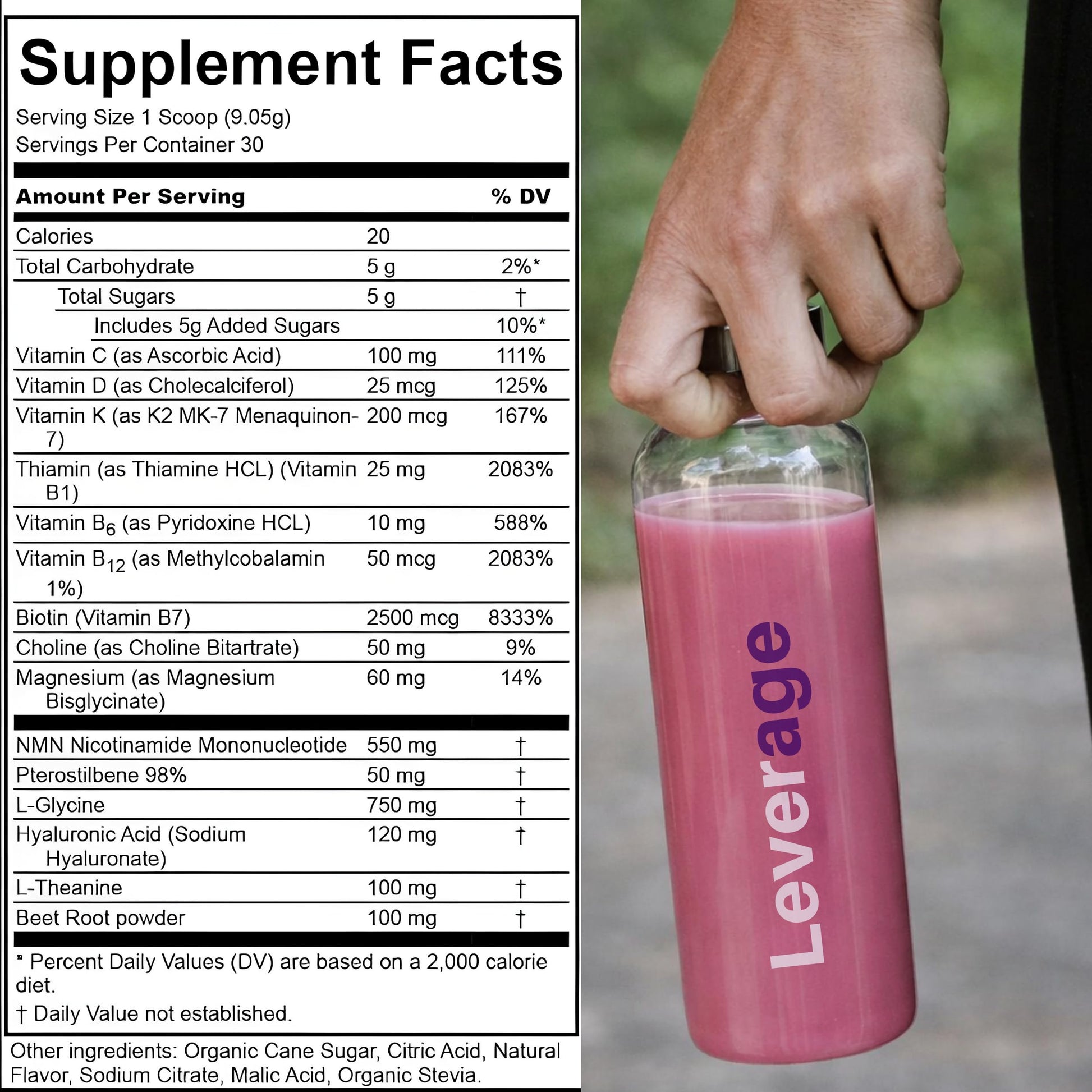 Leverage Mixed Berries Anti–Aging Supplement & Longevity Mix - Daily Wellness Multivitamin Powder with Hyaluronic Acid, L-Glycine & Magnesium for Skin, Energy, Cognitive Function & Joint–30 Servings Leverage Au supplements