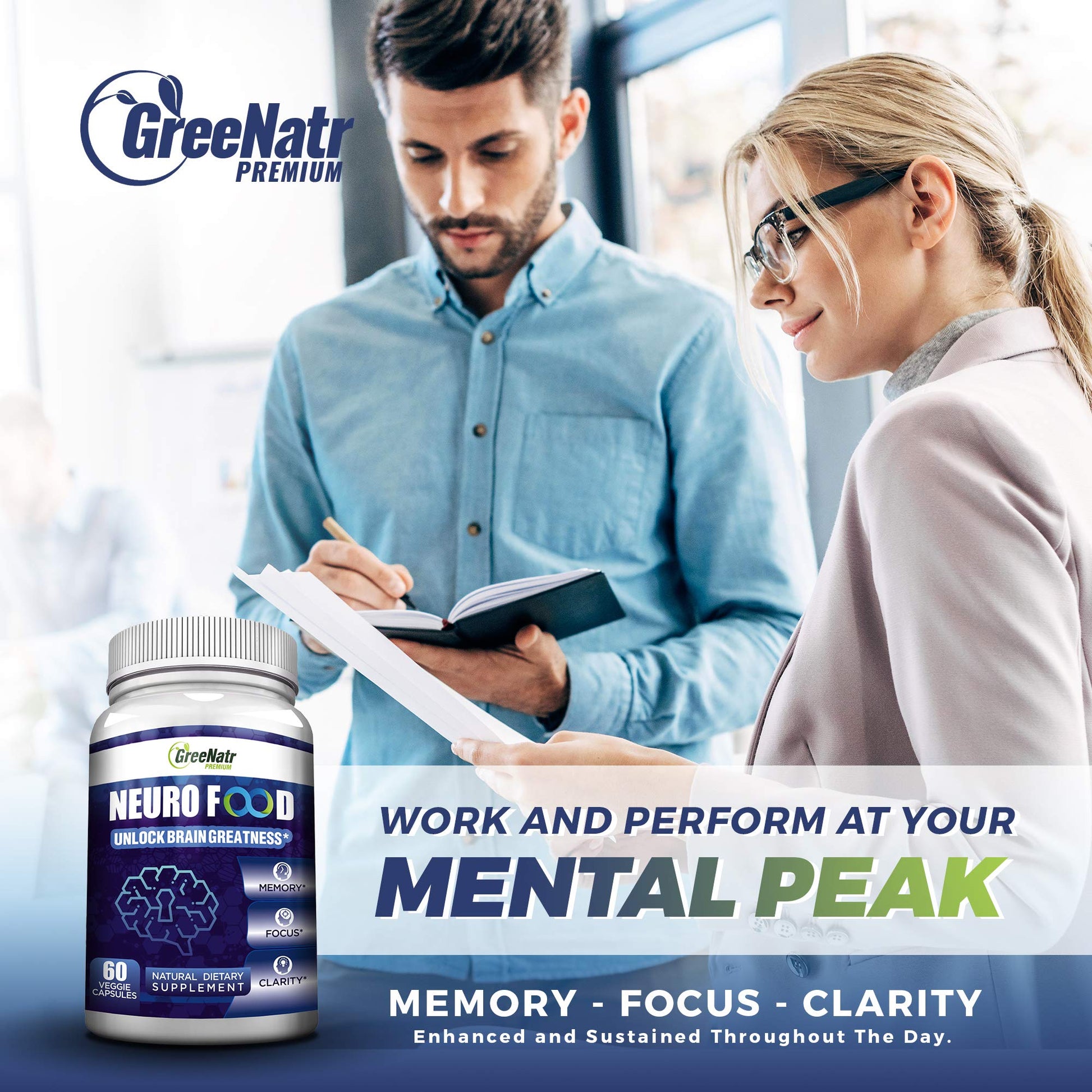 GreeNatr Brain Supplement with B12 Vitamin for Enhanced Memory, Energy, Focus, and Clarity GreeNatr Au supplements