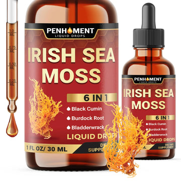 Penhoment 6in1 Sea Moss Drops with Black Seed Oil Irish Seamoss, Ashwagandha, Burdock Root & Bladderwrack - 1FL Oz - 30 Day Supply Penhoment Au supplements