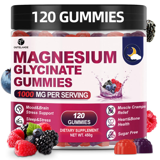 120 CT Magnesium Glycinate Gummies 1000 mg for Women and Men, Magnesium Malate & Taurate Supplements for Sleep, Body Support and Relaxation, Sugar Free OUTELANDEUS supplements