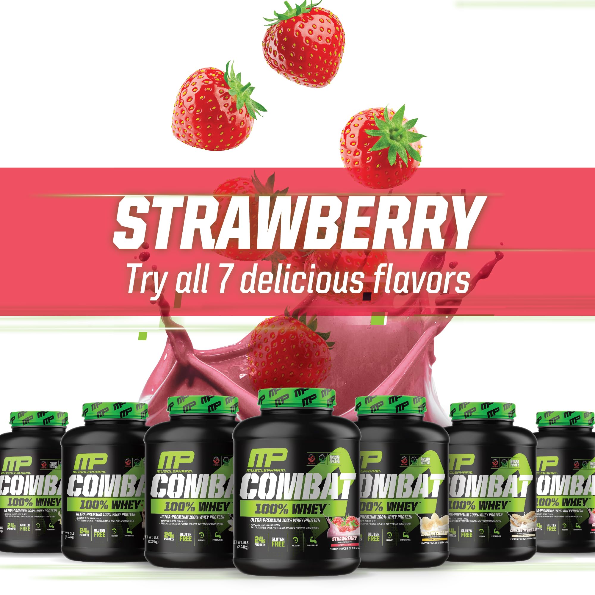 MusclePharm Combat 100% Whey Protein Powder, Strawberry Cream Flavor Muscle Pharm Au supplements