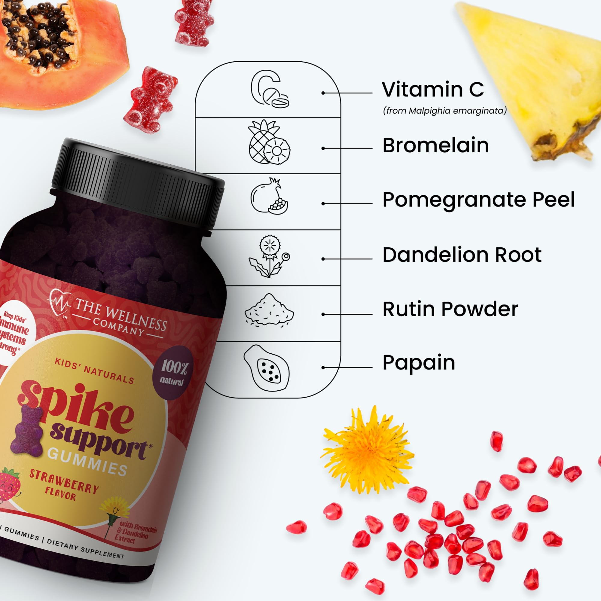 Kids Naturals Spike Support Gummies – Year-Round Wellness with Vitamin C, D & Zinc | 60ct (1 Month Supply) The Wellness Company Au supplements