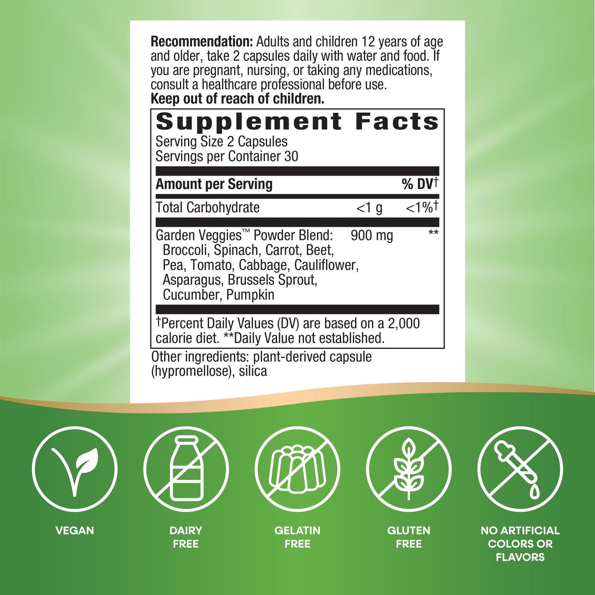 Nature's Way Garden Veggies, Veggie Powder Blend, 900 mg per 2-Capsule Serving, 60 Vegan Capsules Nature's Way Au supplements