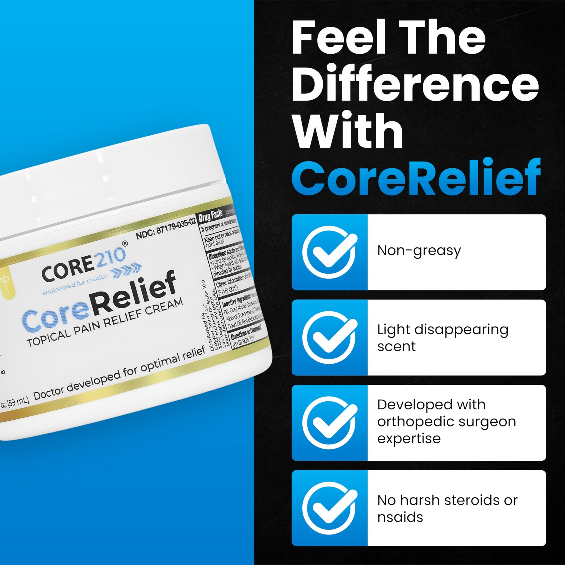 CopperJoint CoreRelief 2oz - Joint Pain Relief Cream for Knee, Neck, Hip, Shoulder & Simple Backache, Arthritis Cream Pain Reliever, Daily Cooling Non-Greasy Menthol Sore Muscle Rub CopperJoint Au supplements
