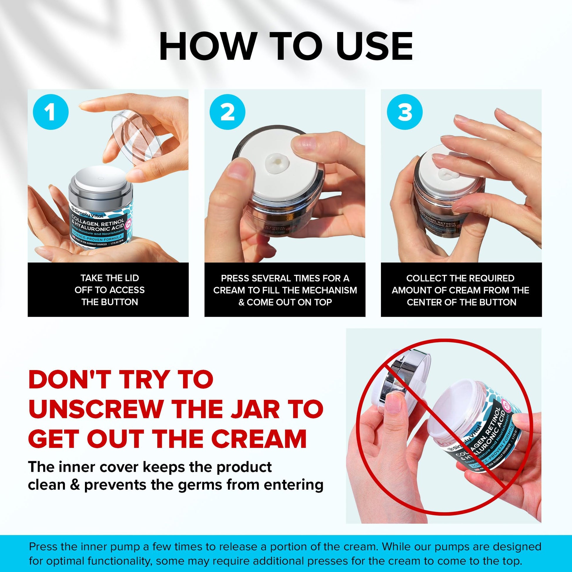 Anti-Aging Face Moisturizer with Retinol, Collagen & Hyaluronic Acid - Made in USA - Moisturizer Face Cream for Women & Men - Firming & Hydrating Neck Cream - Day & Night Skin Care - 1.7 fl oz SimplyVital Au supplements