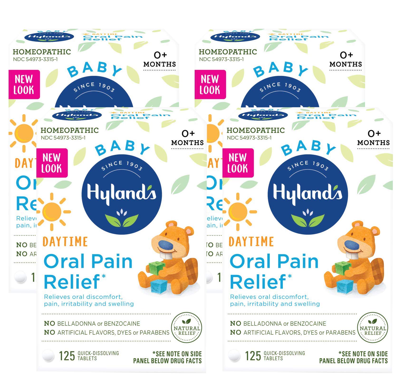 Hyland's Baby Oral Pain Relief Tablets, 125 Count Each (4) Hyland's Au supplements