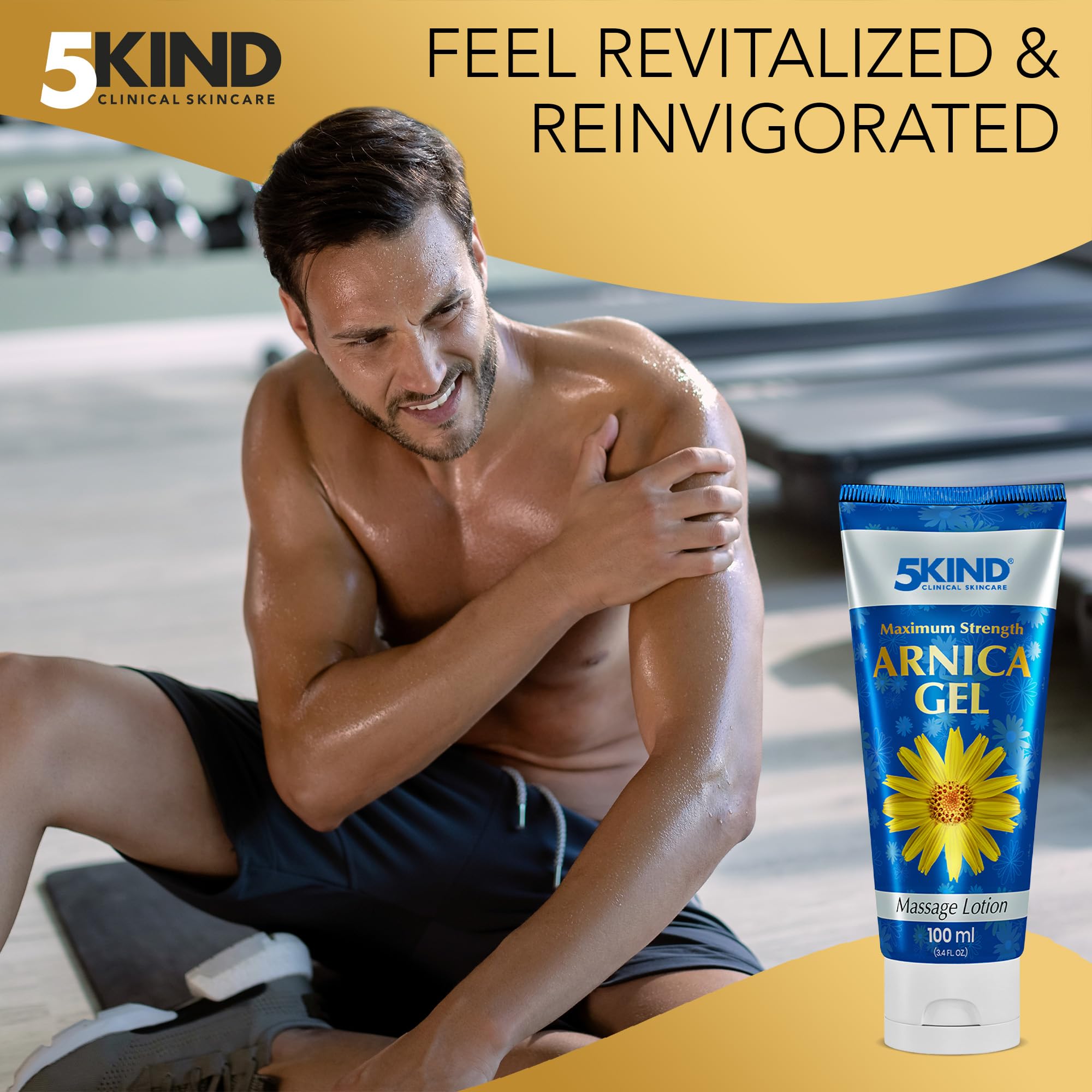5kind Maximum Strength Arnica Bruise Gel 3.4 Fl Oz - Arnica Gel for Bruising and Swelling - Arnica Montana Gel with High Concentration Extract - Non-Greasy Formula 5kind clinical skincare Au supplements