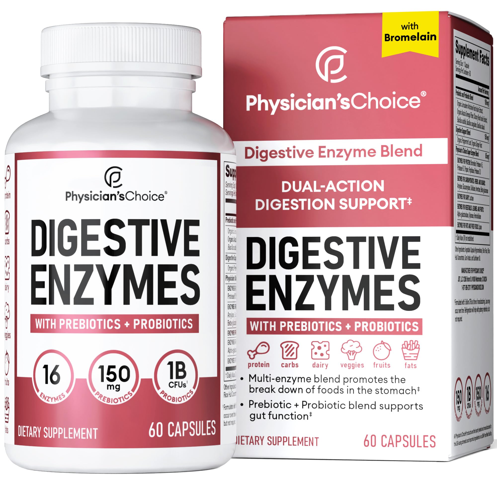Physician's CHOICE Digestive Enzymes - Multi Enzymes, Bromelain, Organic Prebiotics Physician's CHOICE Au supplements