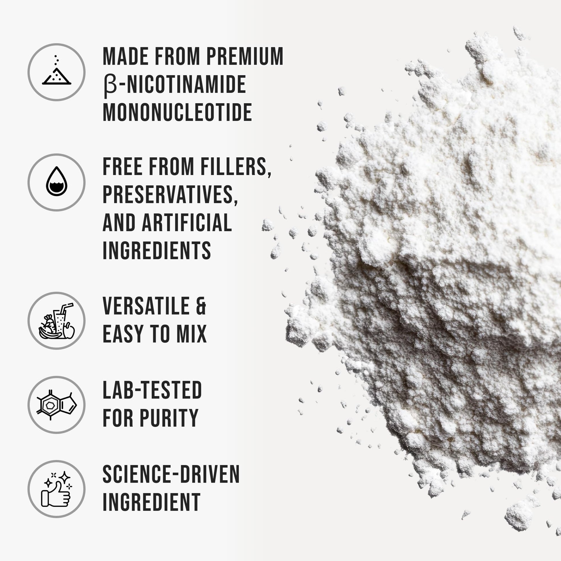 Pure NMN Powder Nicotinamide Mononucleotide Quick Dissolved NMN Supplement Powder 100% Unflavored NMN Supplement Supports NAD+ Levels Vegan Friendly Non-GMO, 50g WHYZ Au supplements