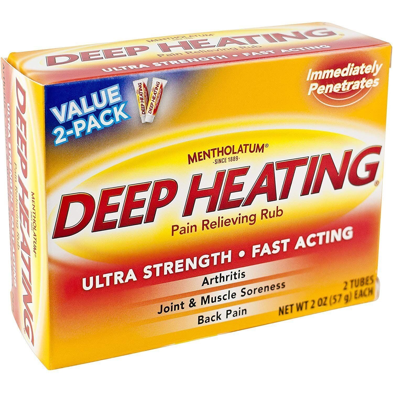 Mentholatum Deep Heating Pain Relieving Rub, Ultra Strength, 2 Tubes each, Pack of 5 Mentholatum Au supplements