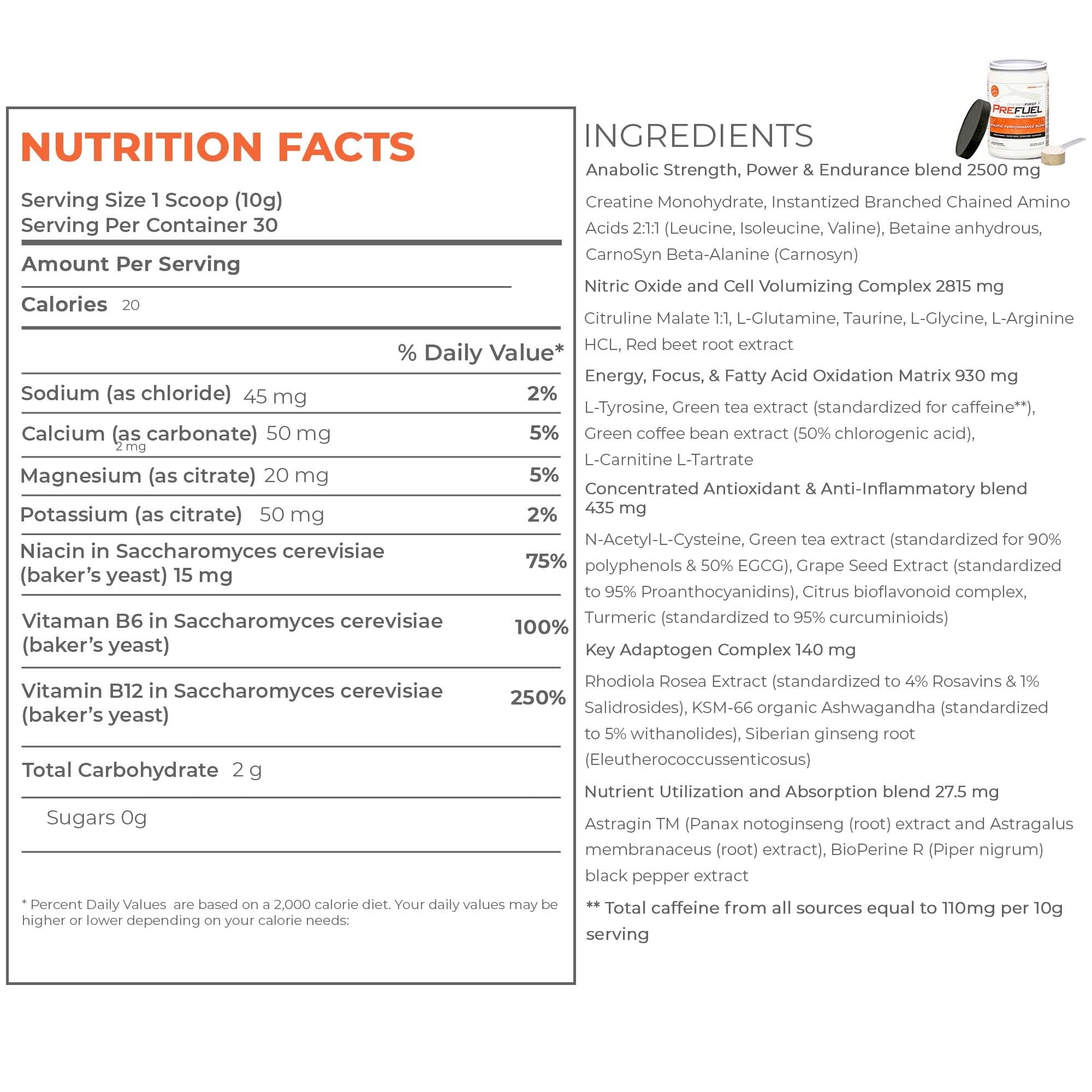 EnergyFirst Prefuel Pre-Workout Powder, Orange Flavor, Boost Energy, Creatine Monohydrate EnergyFirst Au supplements