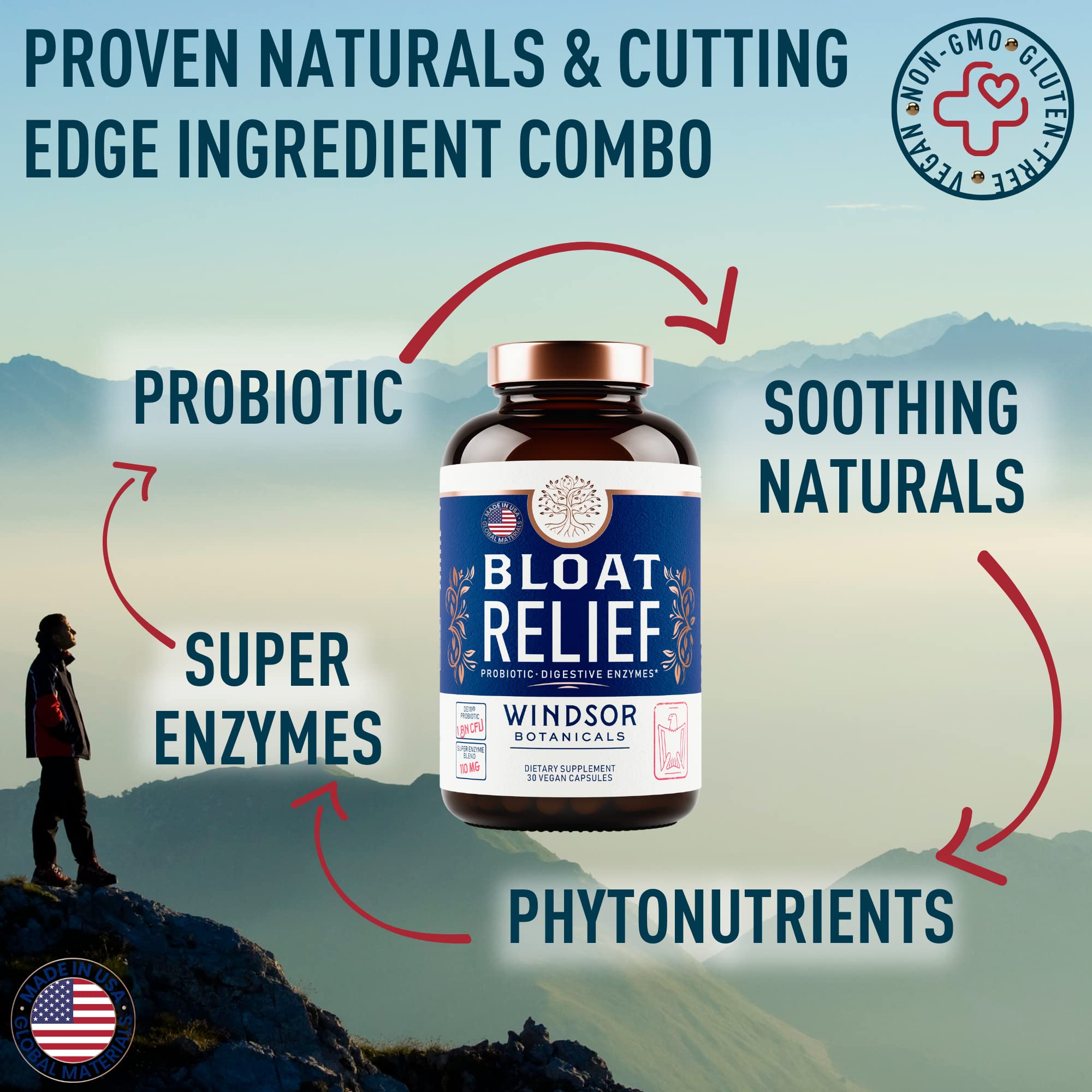Bloat Relief Probiotic and Digestive Enzymes - Anti Bloating Turmeric, Fennel, Bromelain IBS WINDSOR BOTANICALS Au supplements