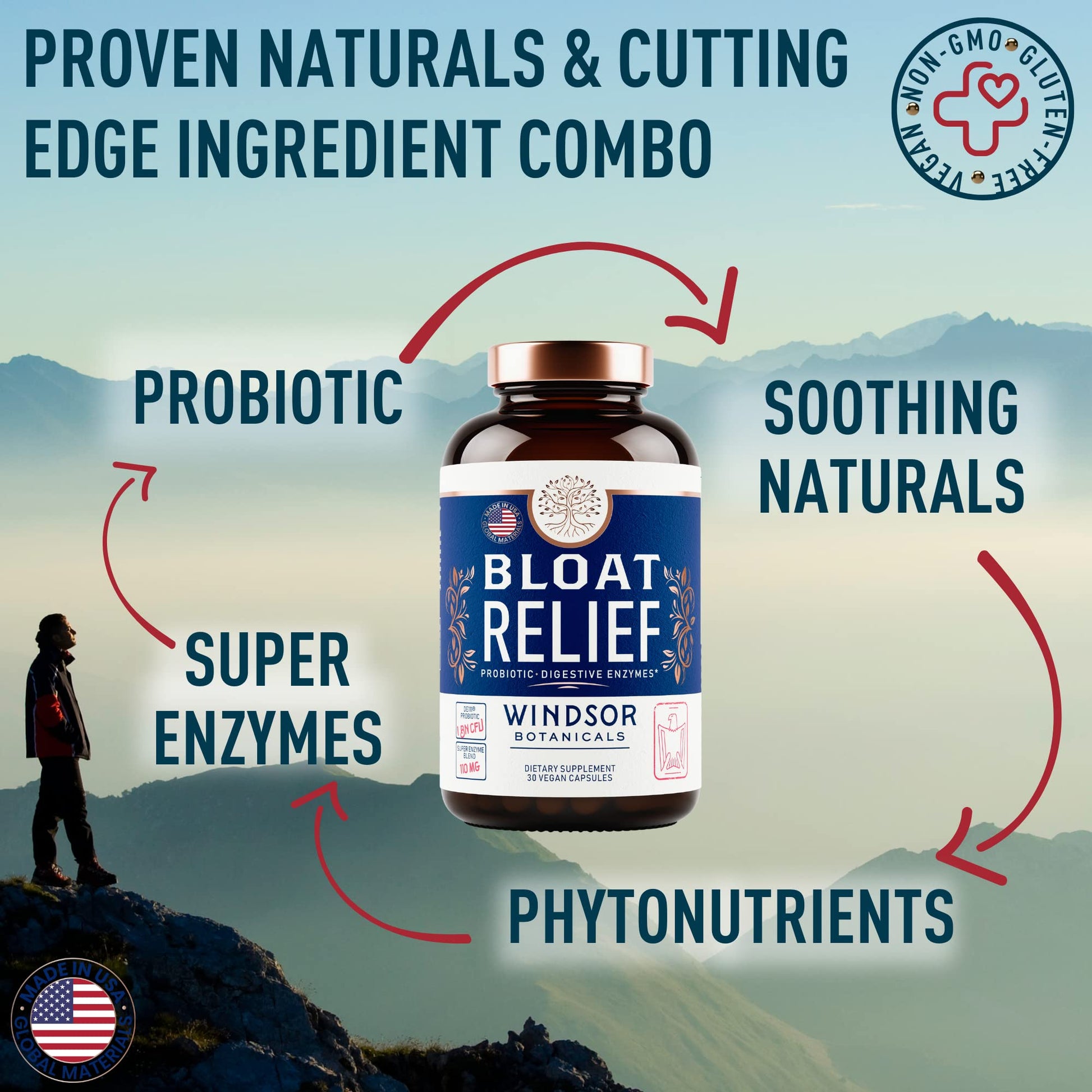 Bloat Relief Probiotic and Digestive Enzymes - Anti Bloating Turmeric, Fennel, Bromelain IBS Supplement - Detox Debloat Capsules Gas - Bloating Relief for Women and Men - 30 Gut Health Pills WINDSOR BOTANICALS Au supplements