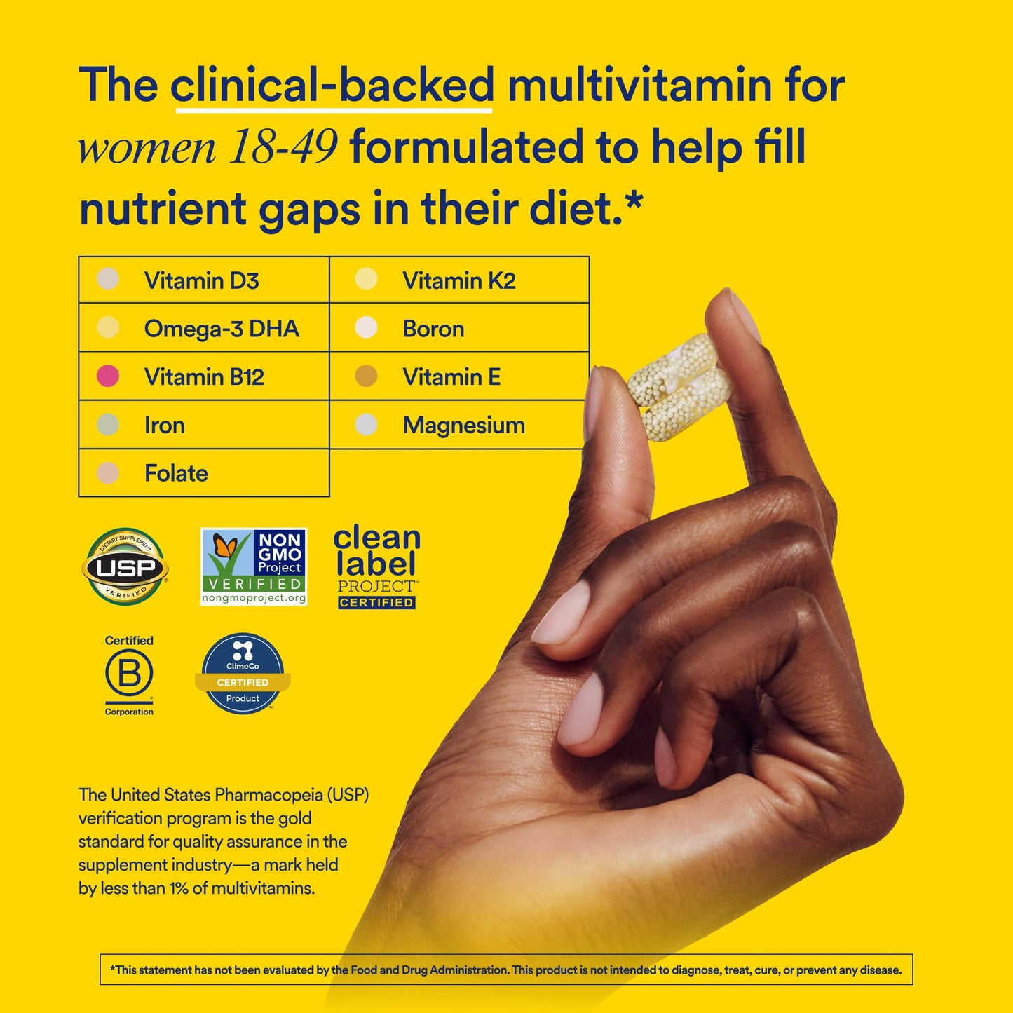 Ritual Multivitamin for Women 18+ with Vitamin D3 for Immune Support*, Vegan Omega 3 DHA, B12, Iron, Gluten Free, Non GMO, USP Verified, Mint RitualUS supplements